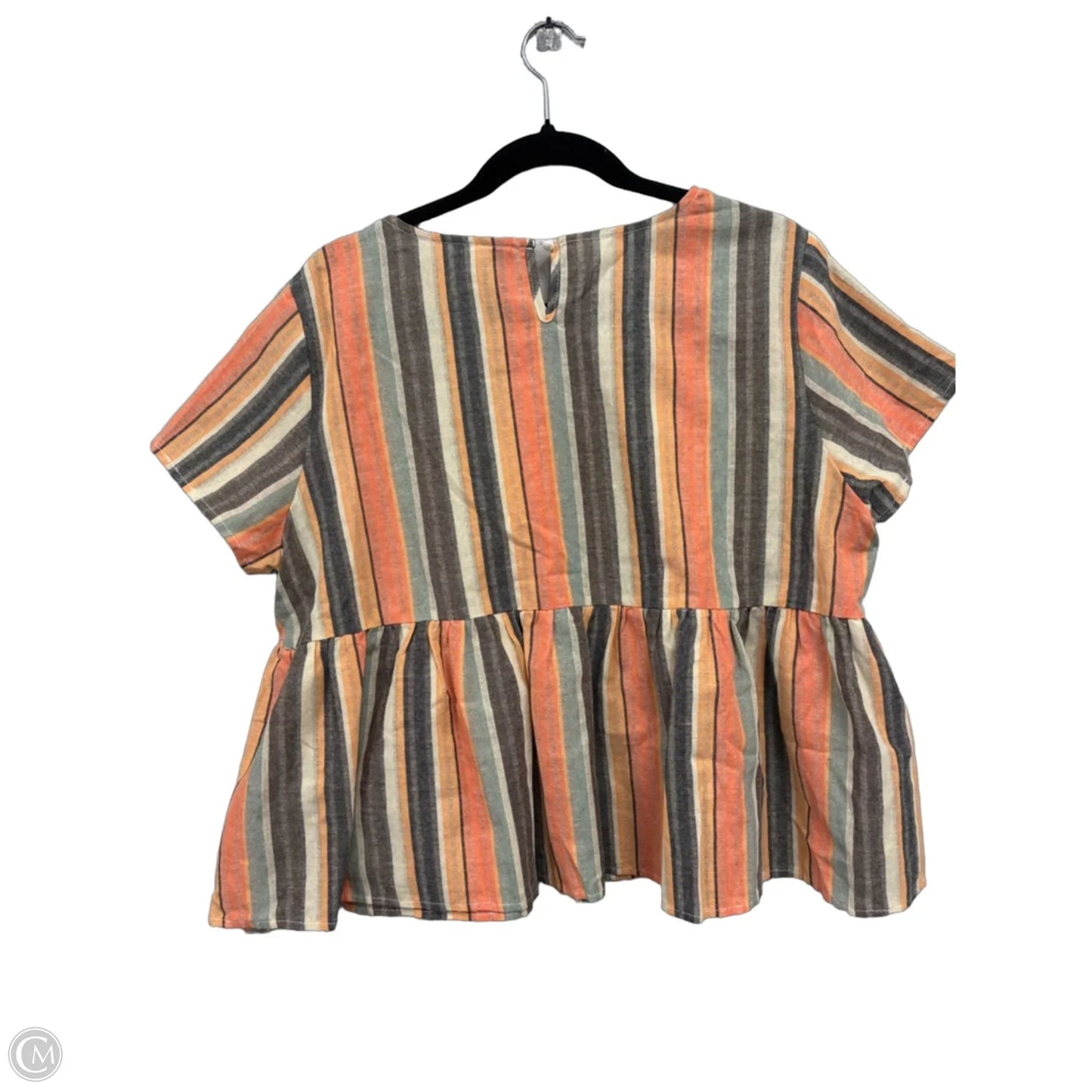 Top Short Sleeve By Shein In Orange & Tan, Size: Xl