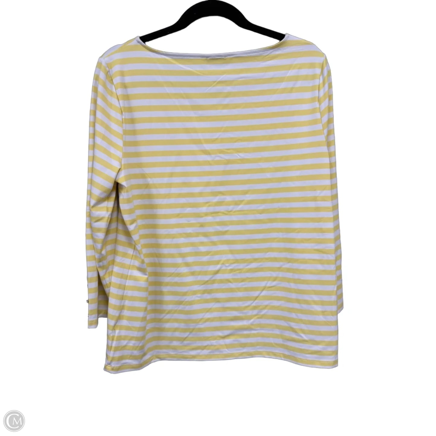 Top 3/4 Sleeve By Talbots In White & Yellow, Size: L