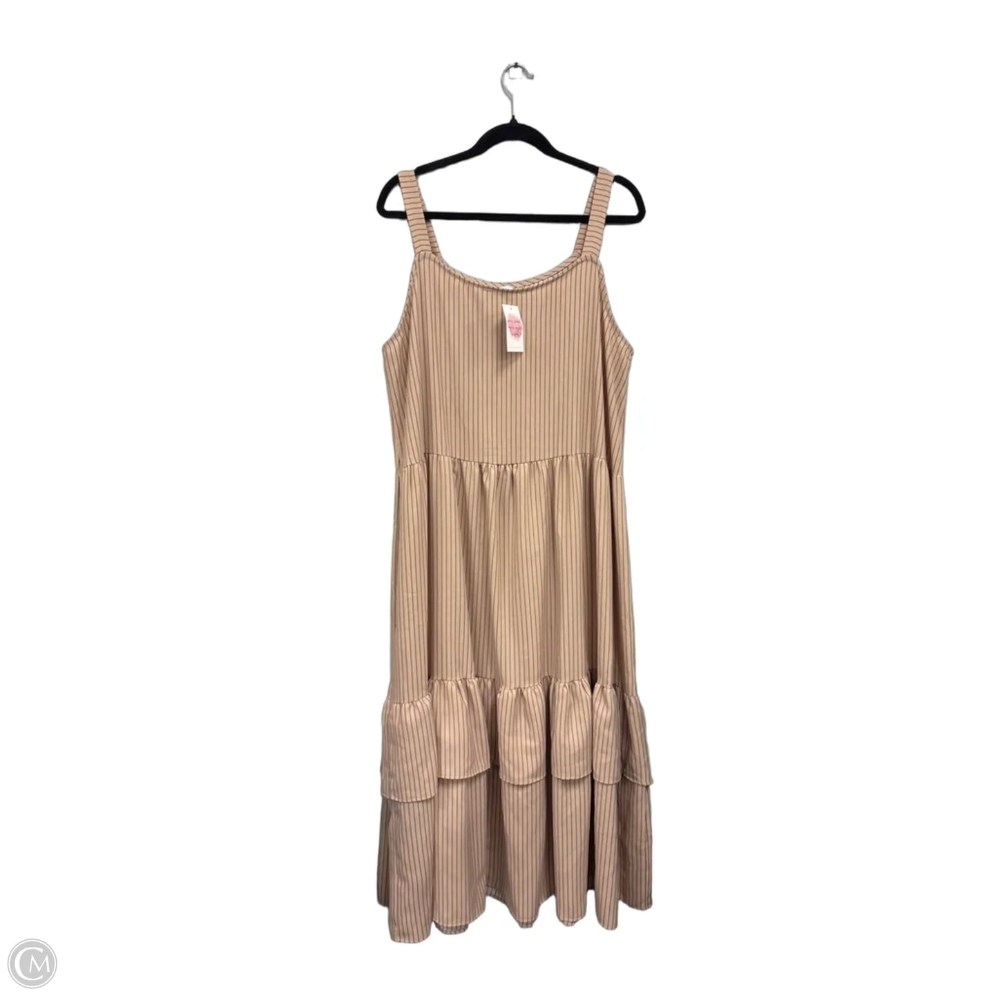 Dress Casual Midi By Ces Femme In Red & Tan, Size: L