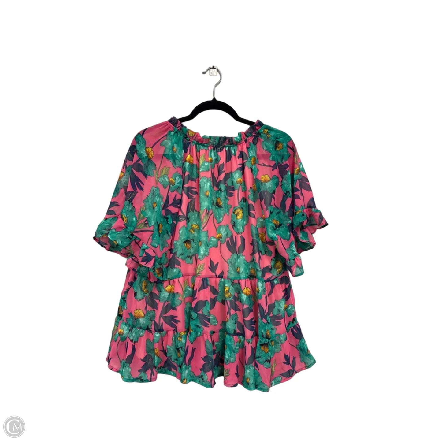 Top Short Sleeve By Clothes Mentor In Green & Pink, Size: L