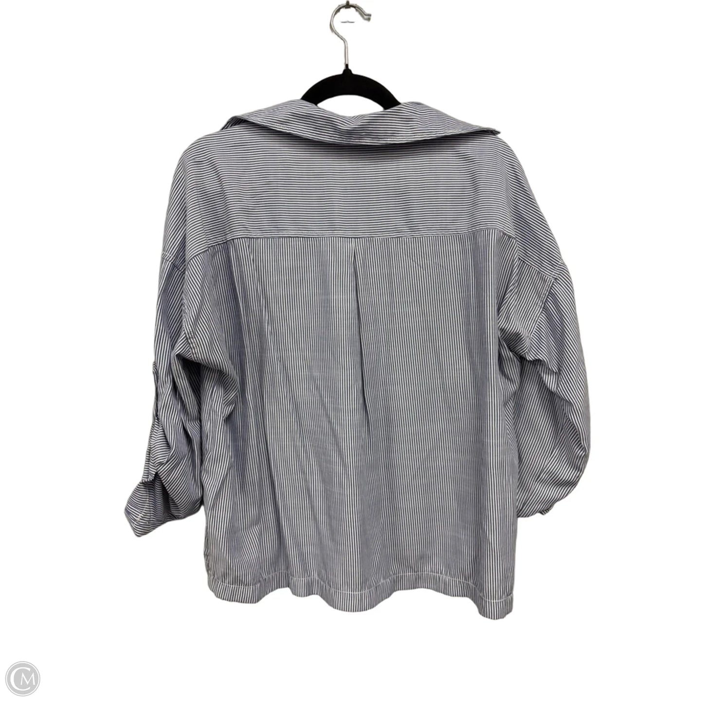 Top 3/4 Sleeve By Max Studio In Blue & White, Size: M