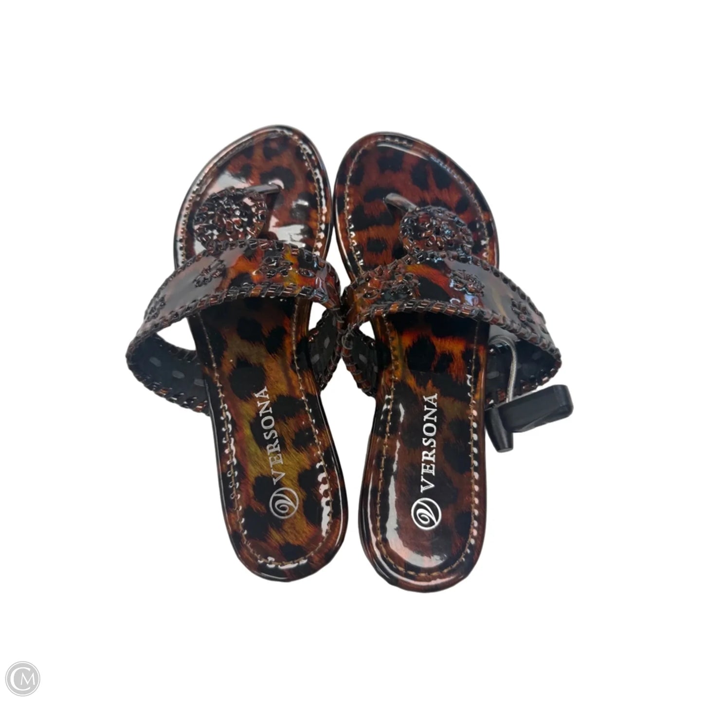 Sandals Flats By Versona In Black & Brown, Size: 8