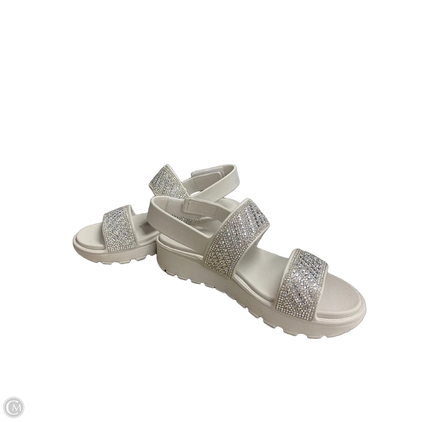 Sandals Heels Platform By Skechers In Grey & Silver, Size: 7