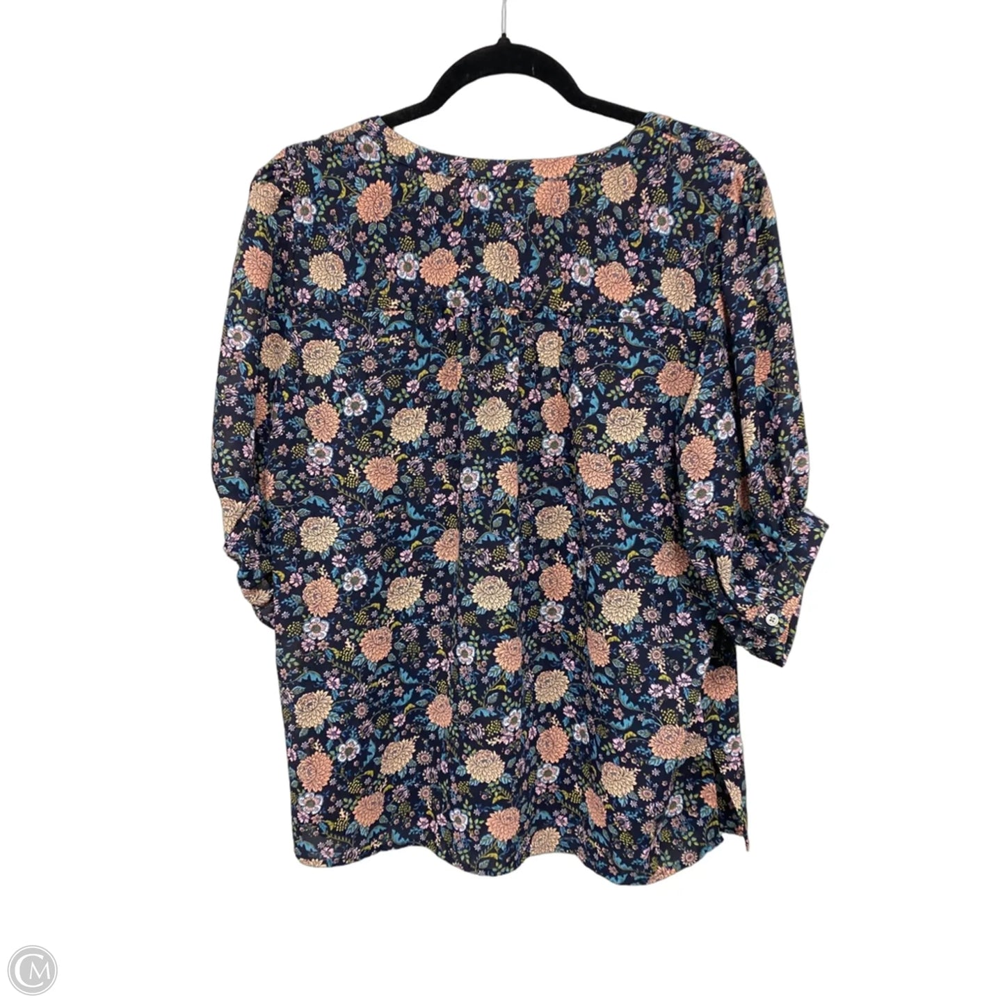 Top Short Sleeve By Loft In Blue & Pink, Size: M