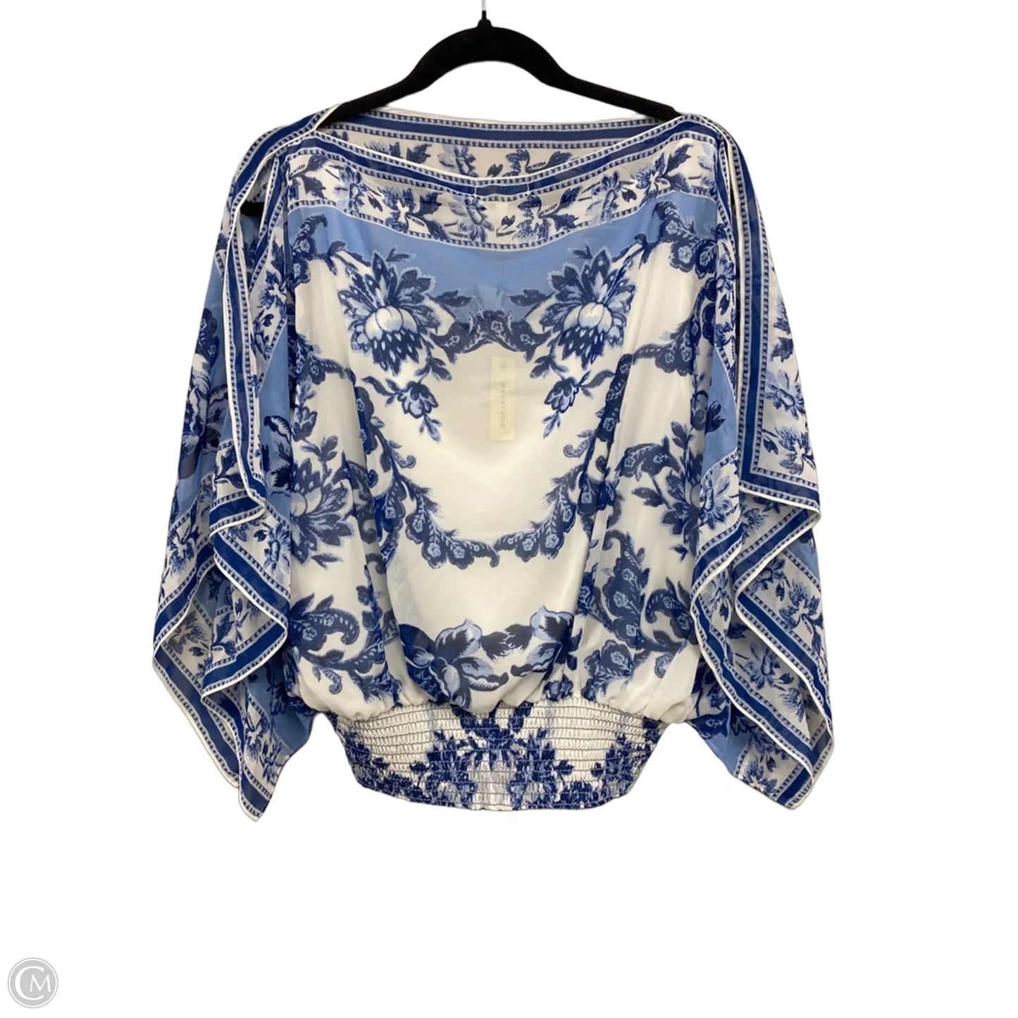 Top 3/4 Sleeve By Max Studio In Blue & White, Size: L
