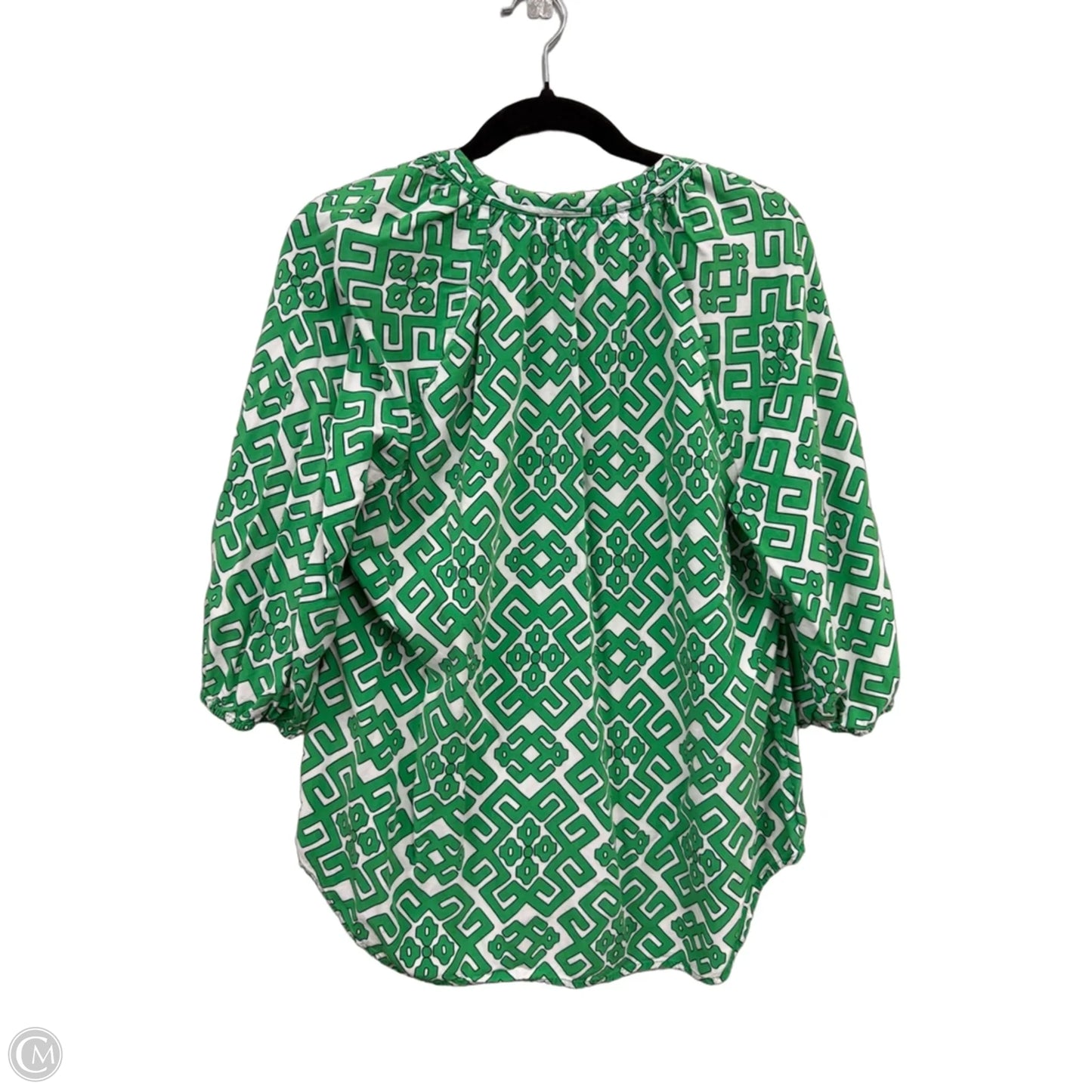 Top 3/4 Sleeve By Crown And Ivy In Green & White, Size: L