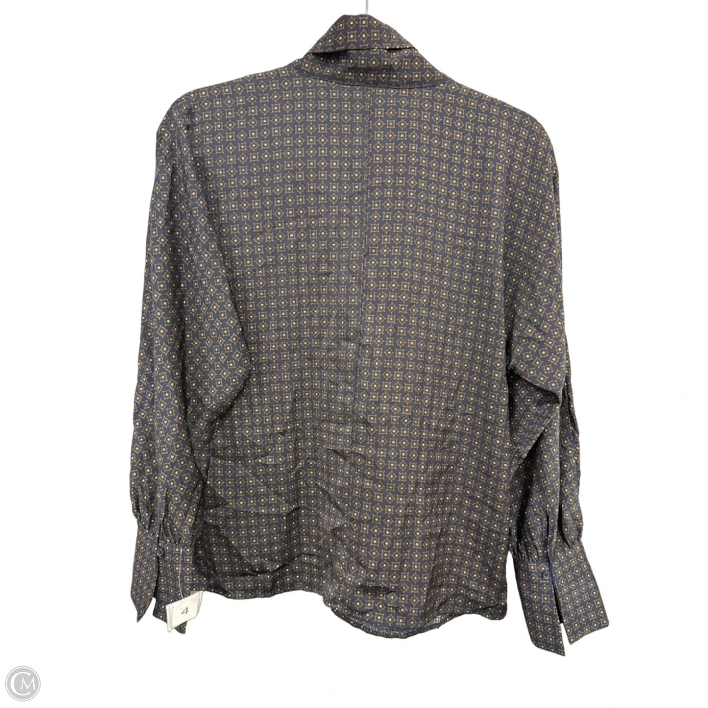 Blouse Long Sleeve By Banana Republic In Blue & Brown, Size: S