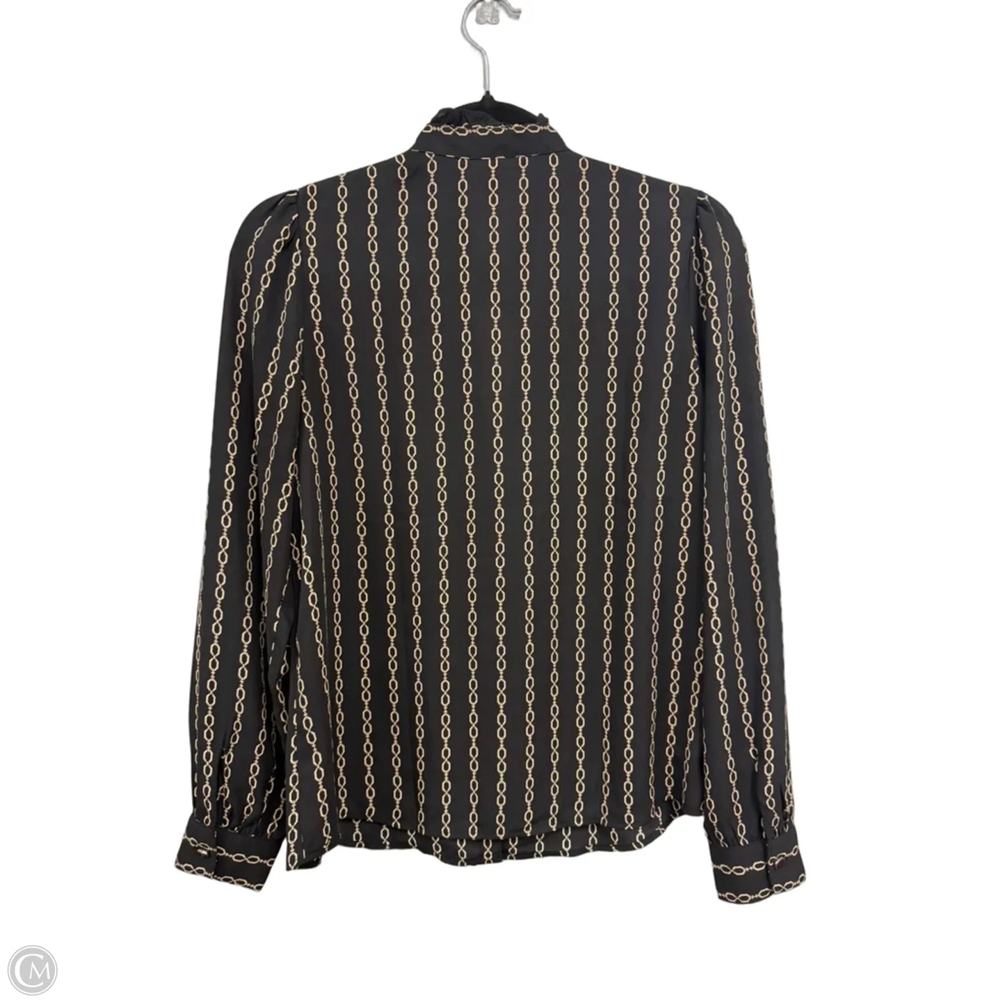 Blouse Long Sleeve By Ann Taylor In Black & Gold, Size: Xs