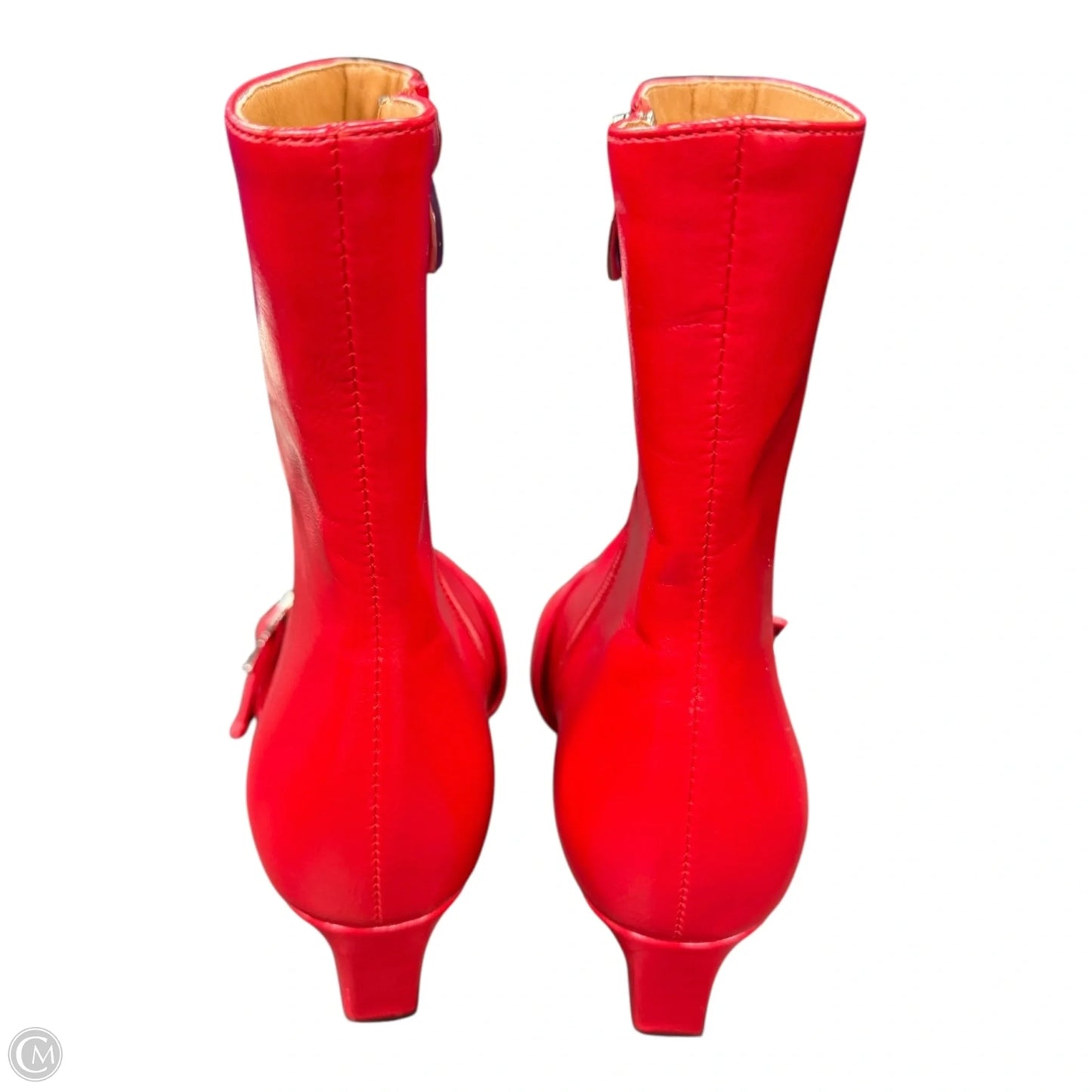 Boots Ankle Heels By Clothes Mentor In Red, Size: 8