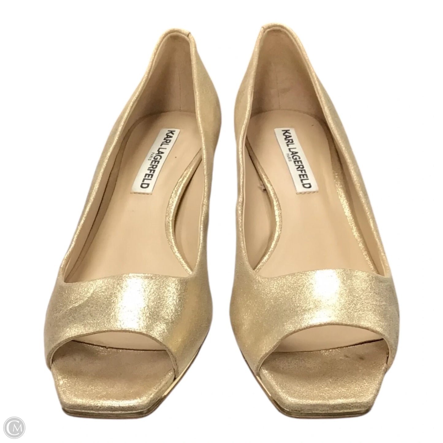 Shoes Designer By Karl Lagerfeld In Gold, Size: 9