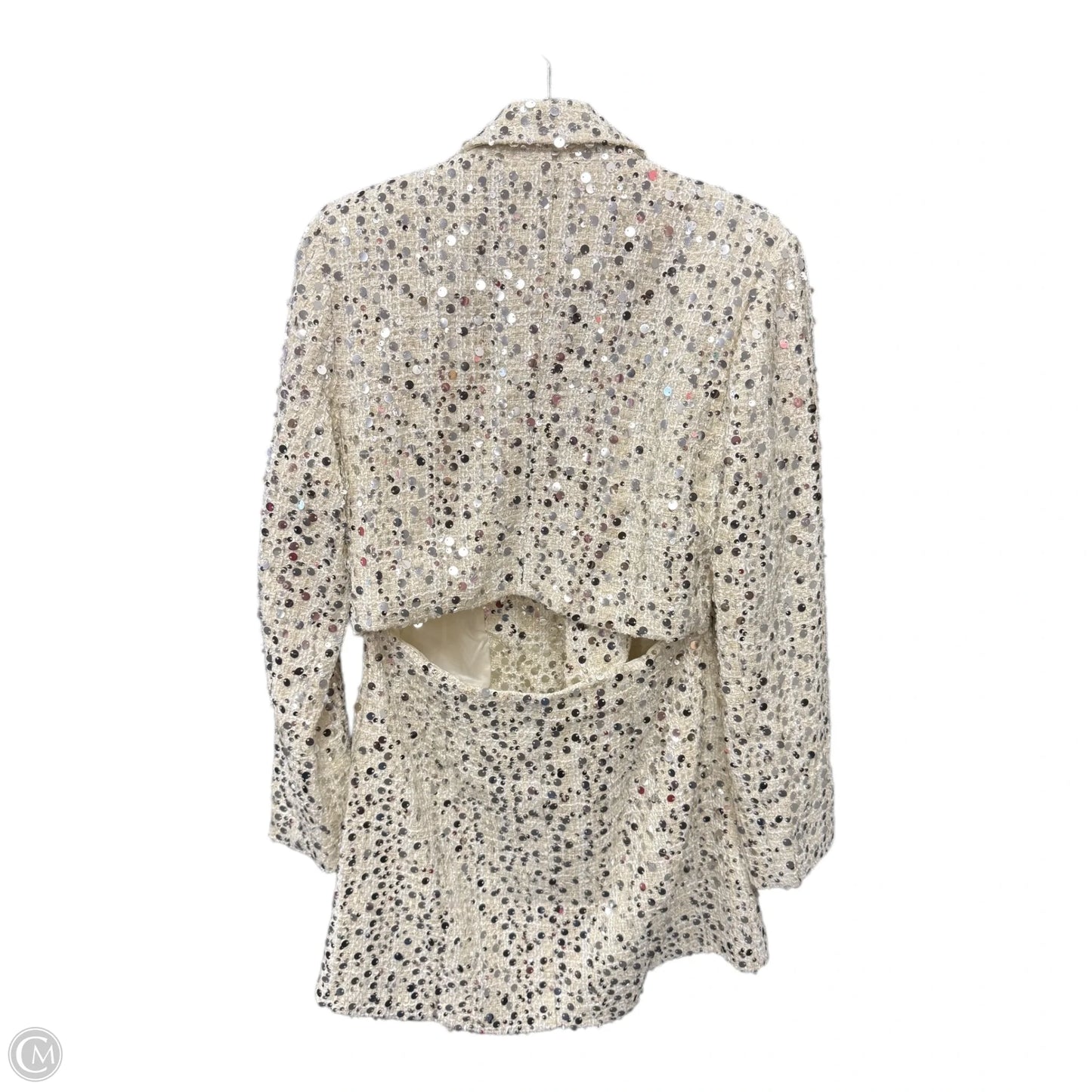 Dress Party Short By Boohoo Boutique In Cream & Silver, Size: 10