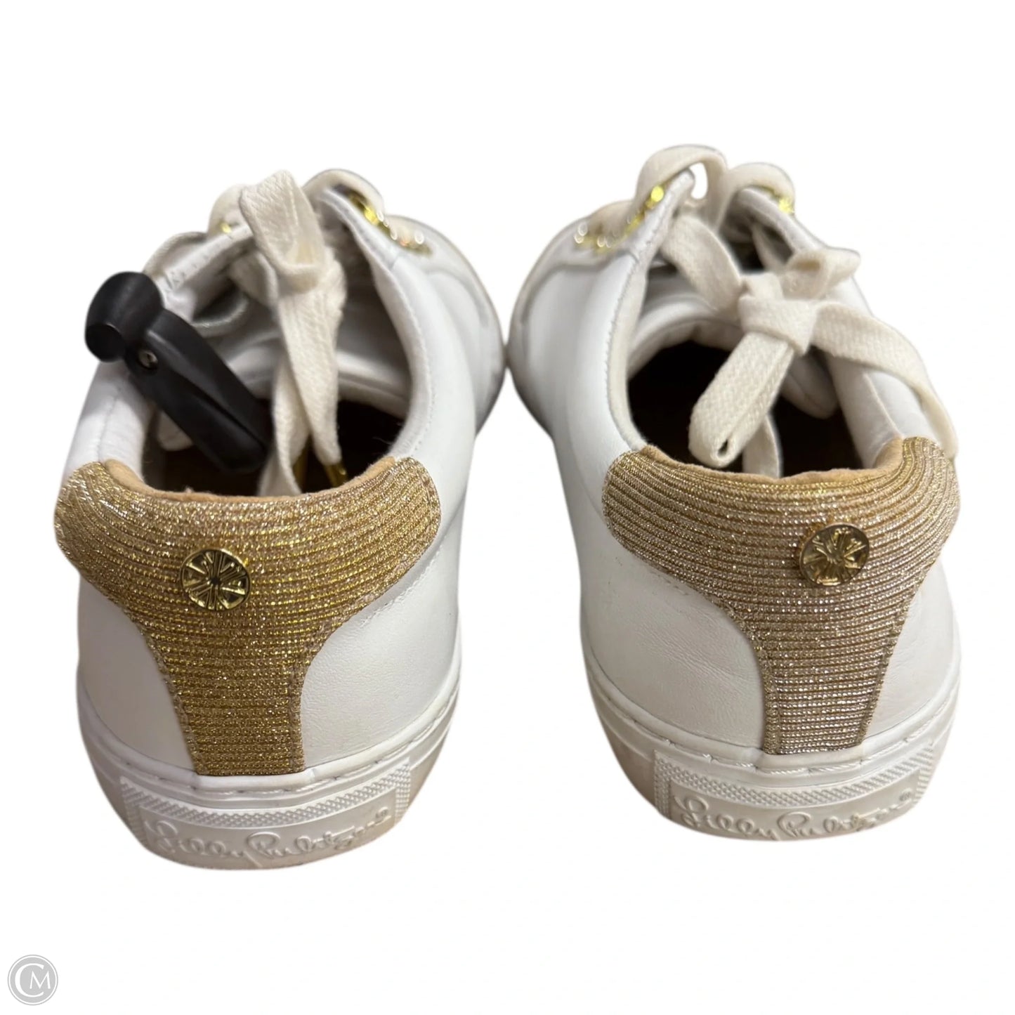 Shoes Designer By Lilly Pulitzer In Gold & White, Size: 7.5