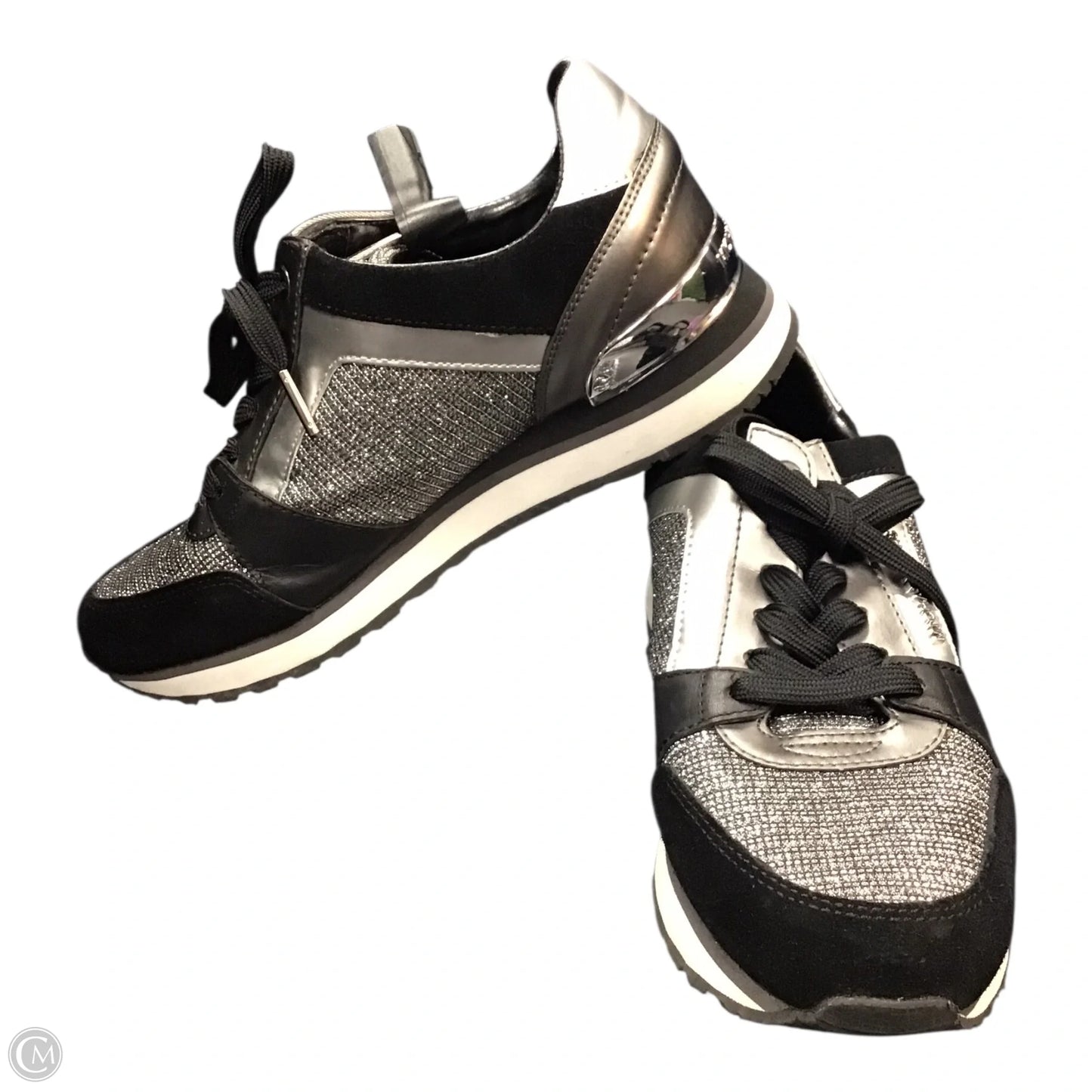 Shoes Sneakers By Michael By Michael Kors In Black & Silver, Size: 7.5