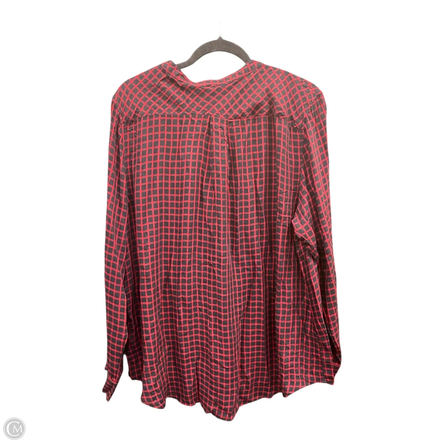 Blouse Long Sleeve By Time And Tru In Black & Red, Size: Xxl