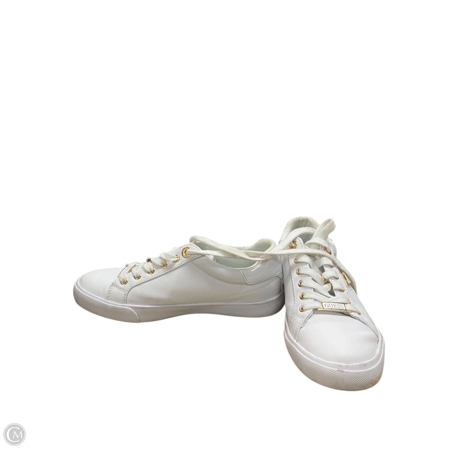 Shoes Sneakers By Guess In Gold & White, Size: 7
