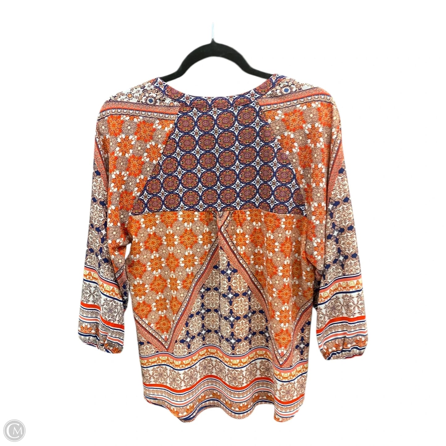 Blouse 3/4 Sleeve By Figuero & Flower In Geometric Pattern, Size: L