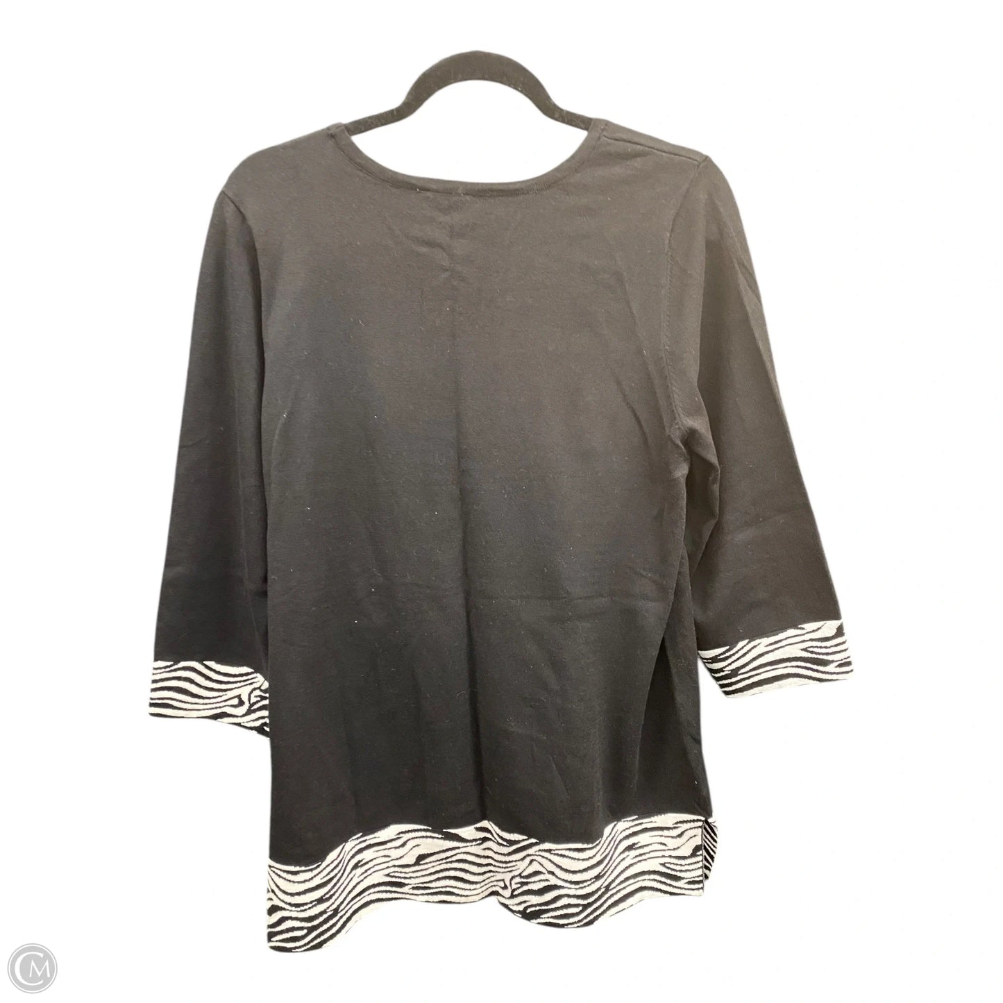 Top 3/4 Sleeve By Chicos In Black & White, Size: L