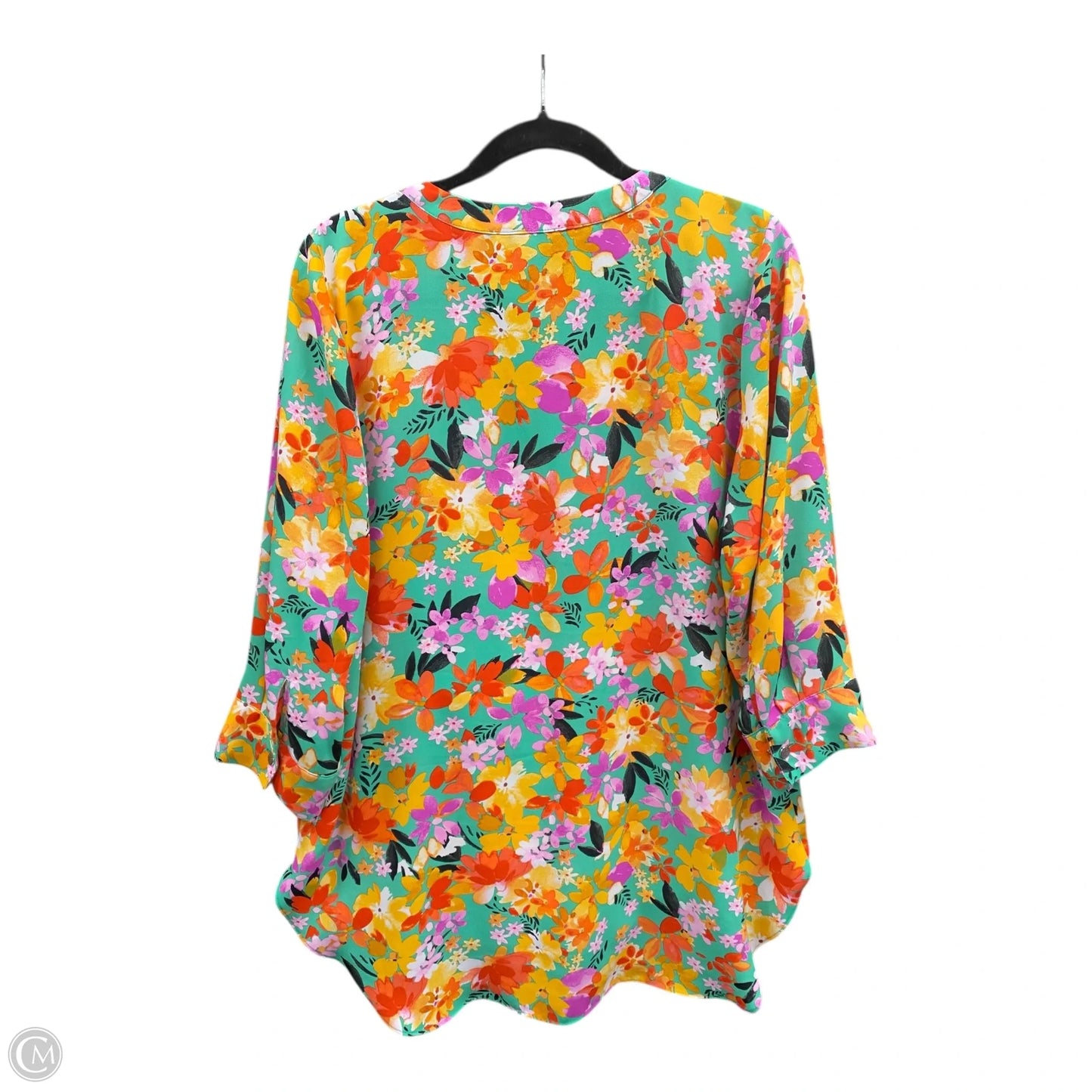 Blouse 3/4 Sleeve By Investments In Floral Print, Size: M