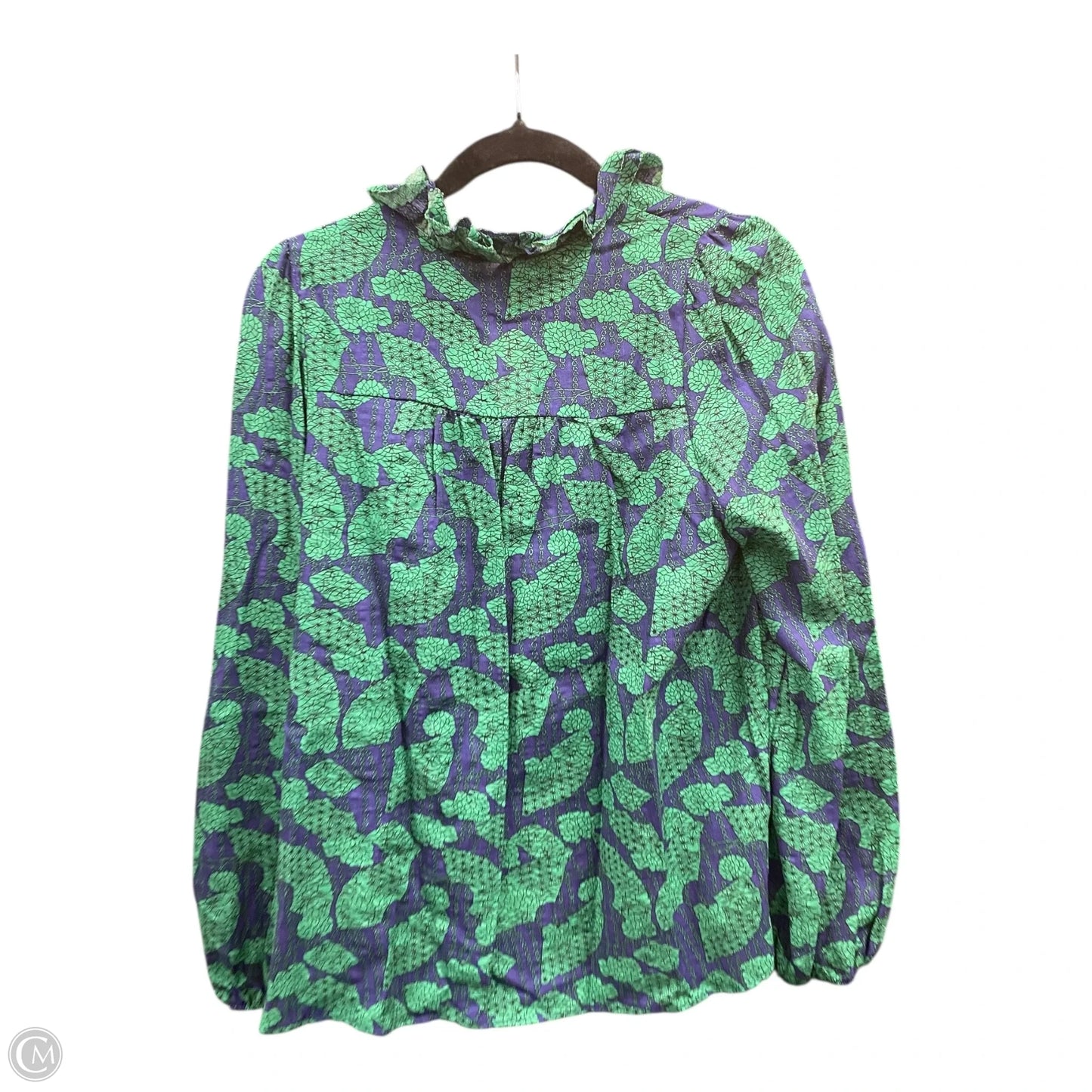 Blouse Long Sleeve By Clothes Mentor In Blue & Green, Size: M