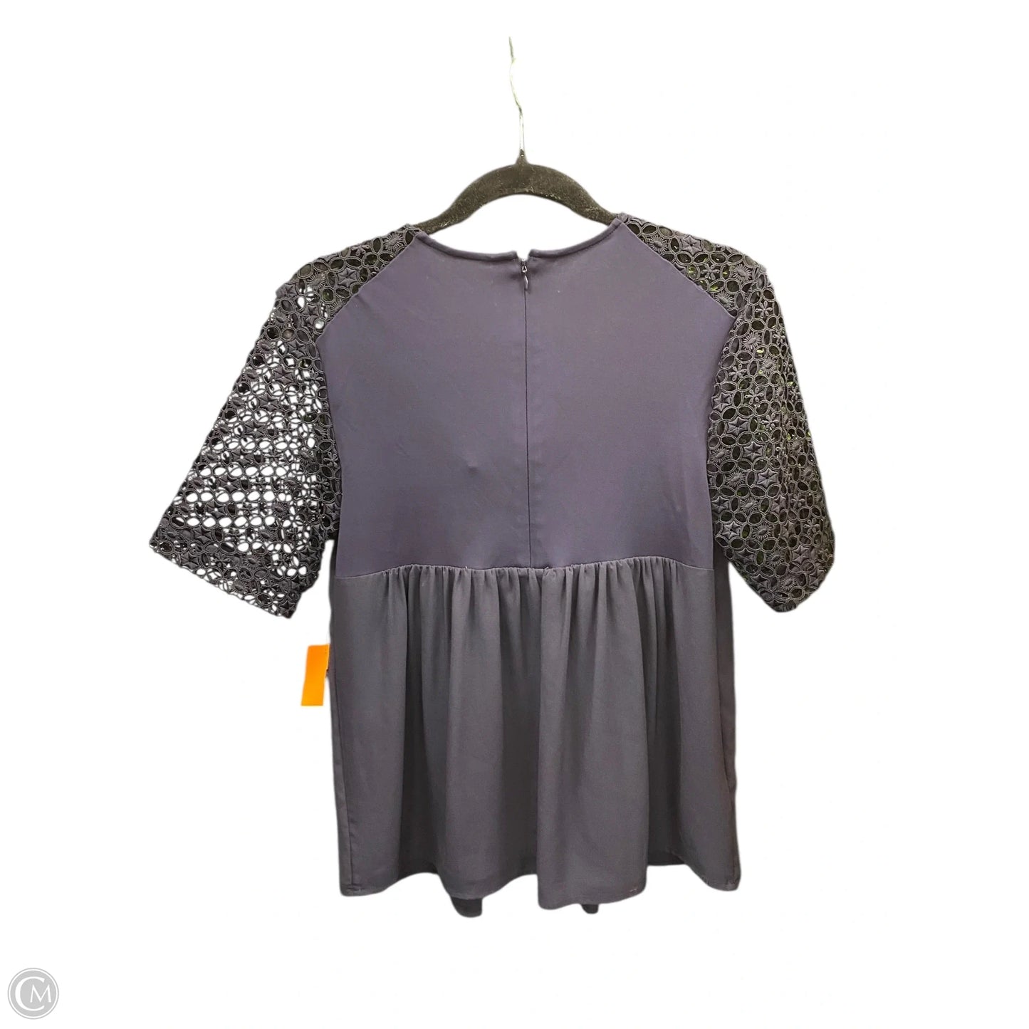 Blouse Short Sleeve By Ann Taylor In Navy, Size: M