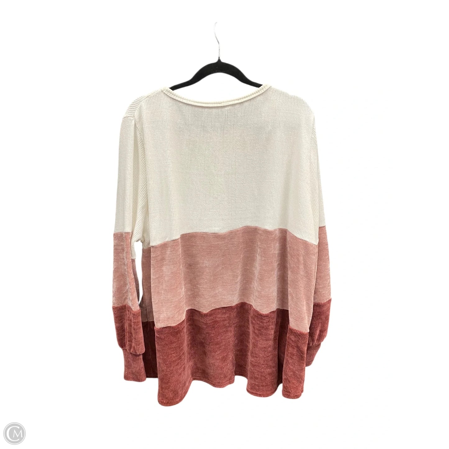 Top Long Sleeve By Chicsoul In Pink & White, Size: 3x