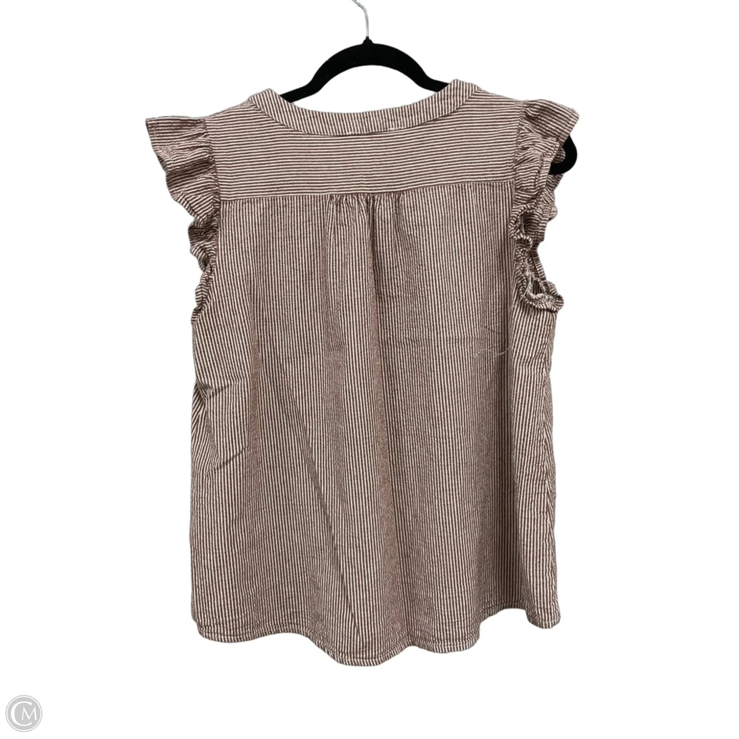 Top Short Sleeve By Entro In Brown & Cream, Size: M