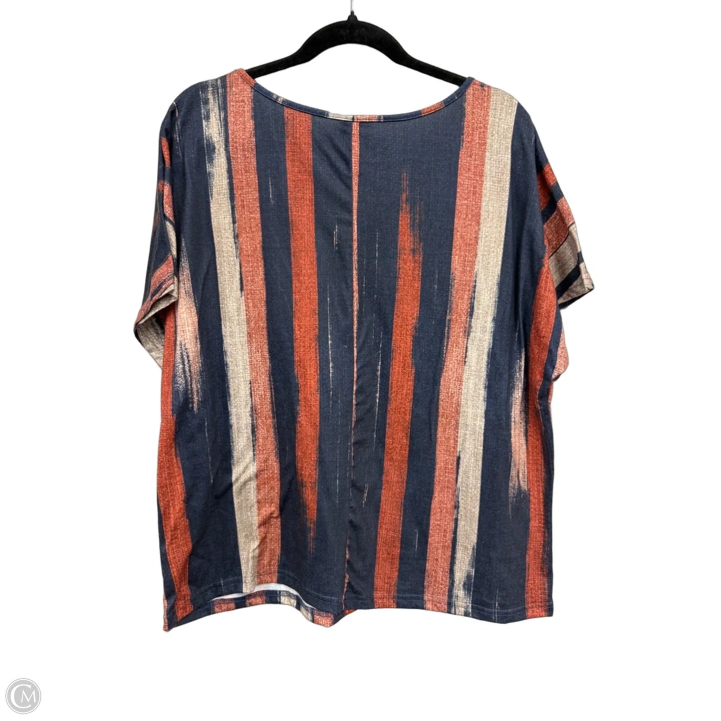 Top Short Sleeve By Emery Rose In Blue & Orange, Size: 1x