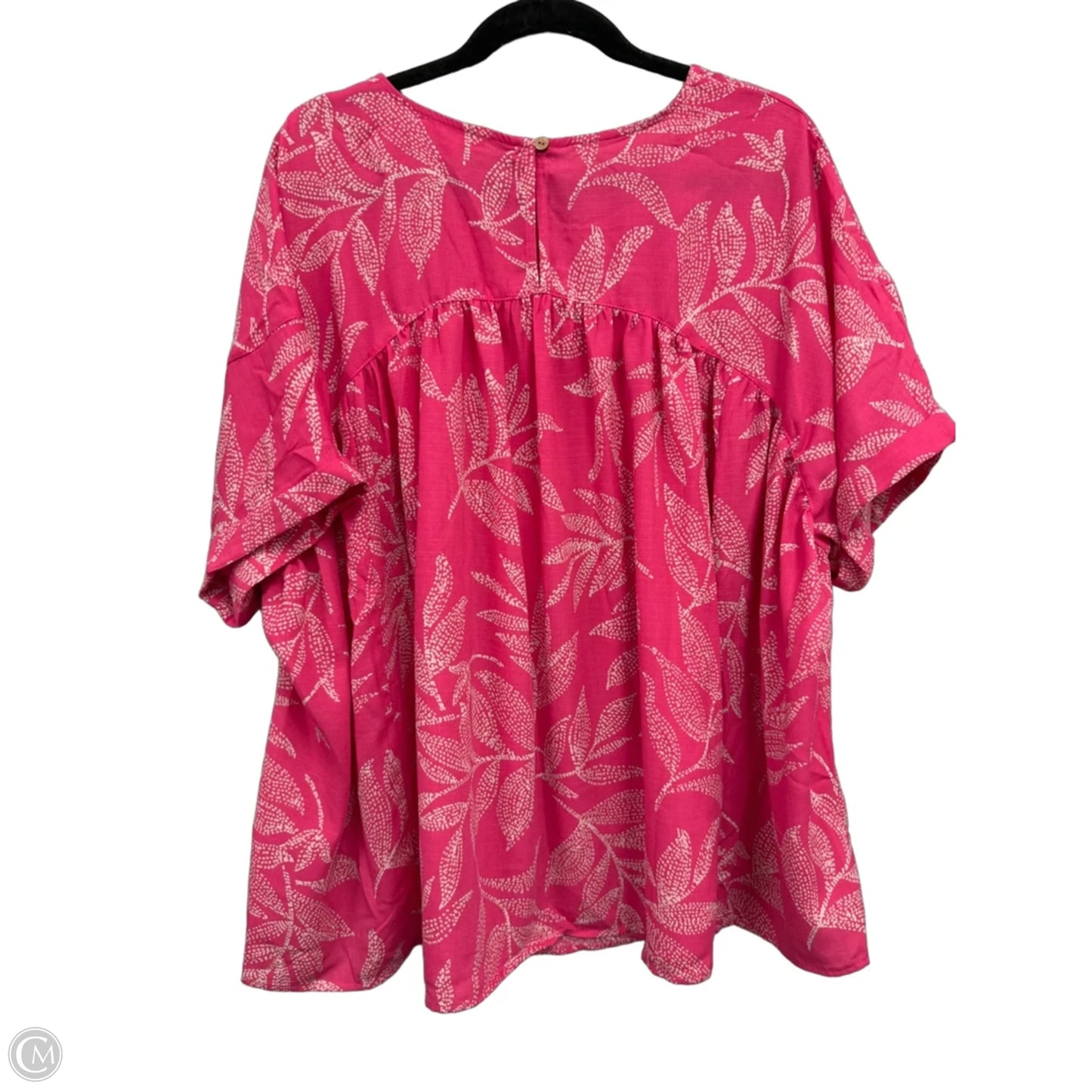 Top Short Sleeve By Easel In Pink & White, Size: 1x