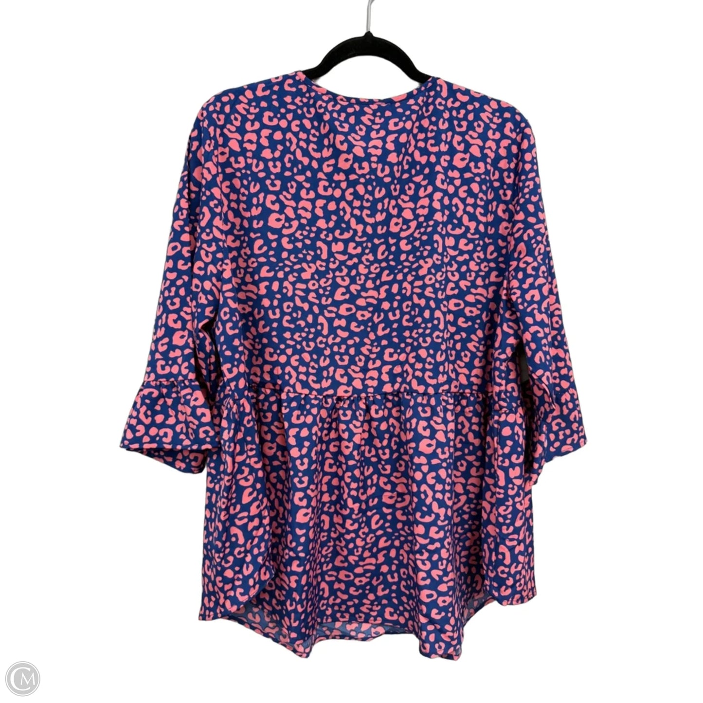 Top 3/4 Sleeve By Agnes Orinda In Blue & Pink, Size: 2x