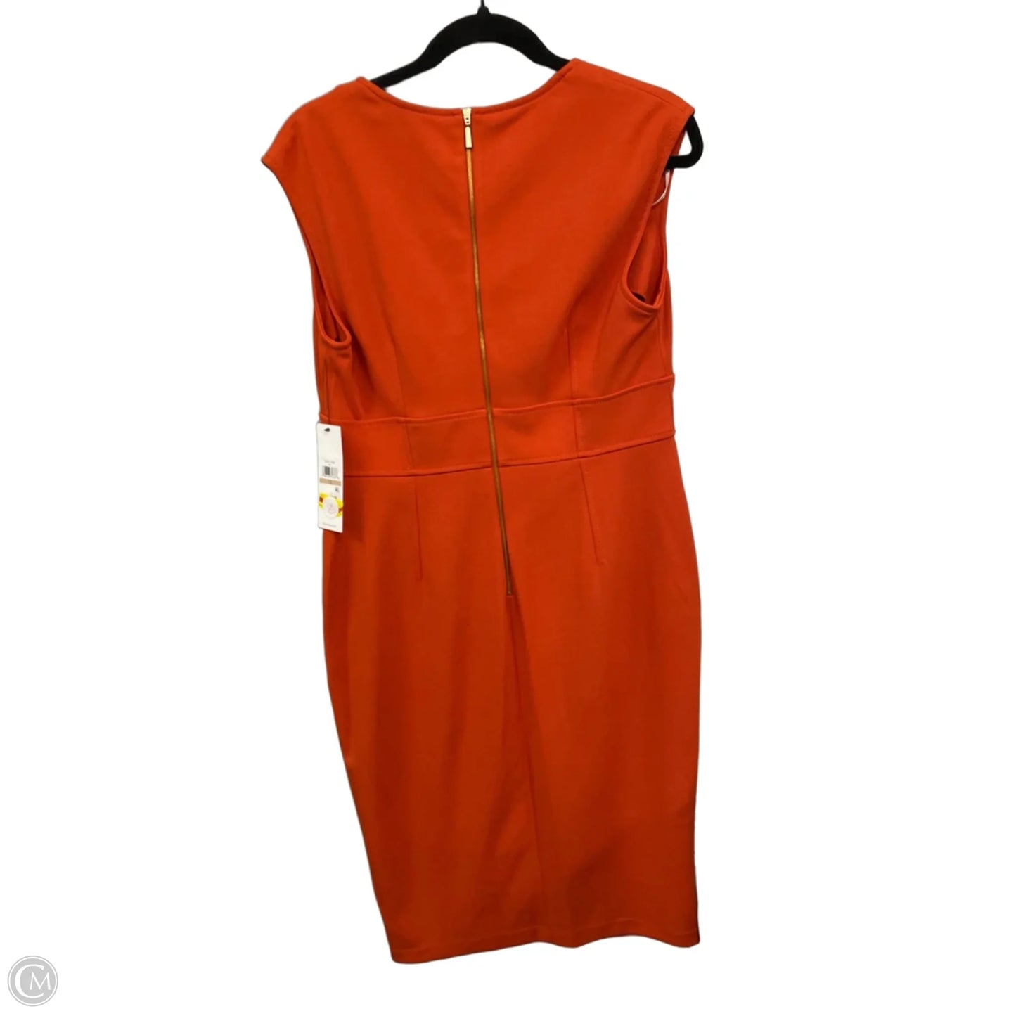 Dress Casual Midi By Calvin Klein In Orange, Size: 12