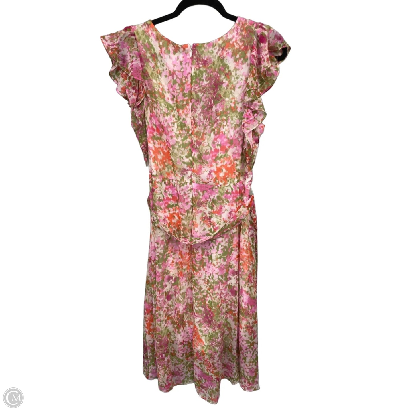 Dress Casual Maxi By Dkny In Green & Pink, Size: 14