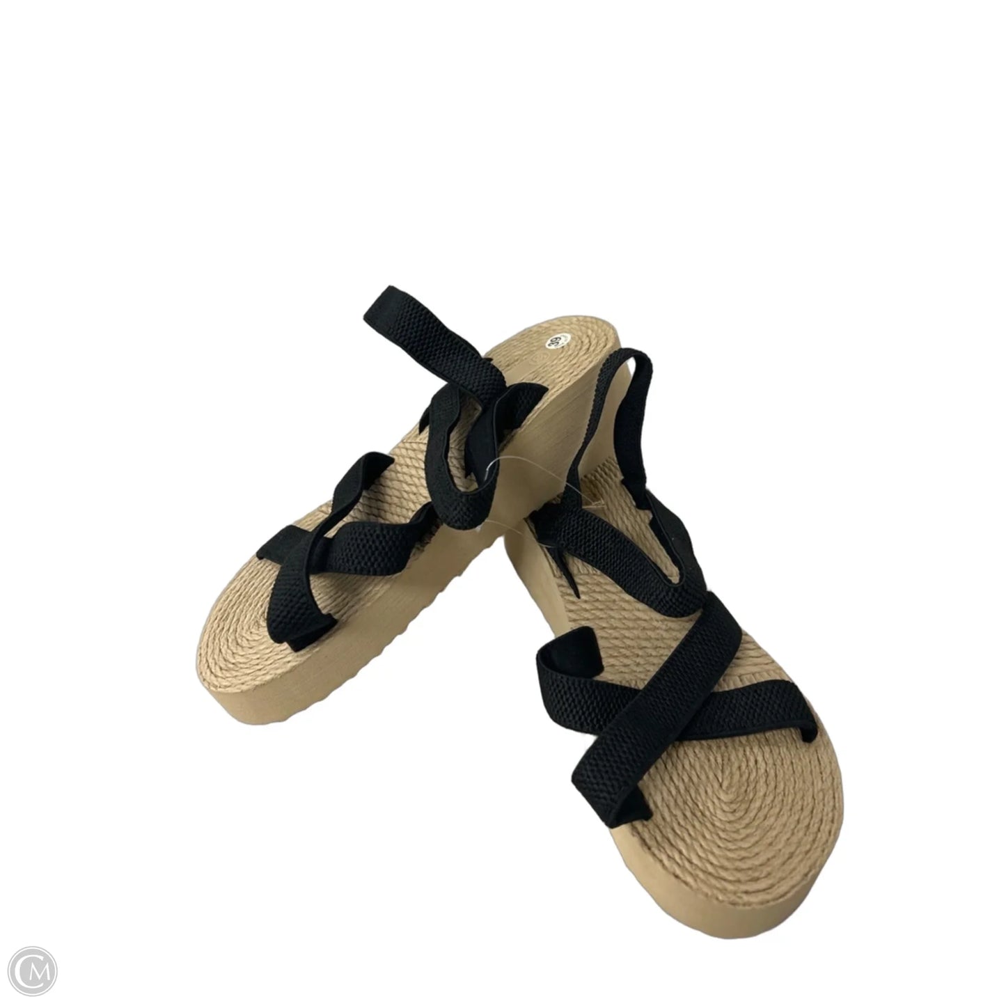 Sandals Heels Platform By Clothes Mentor In Black & Cream, Size: 8.5