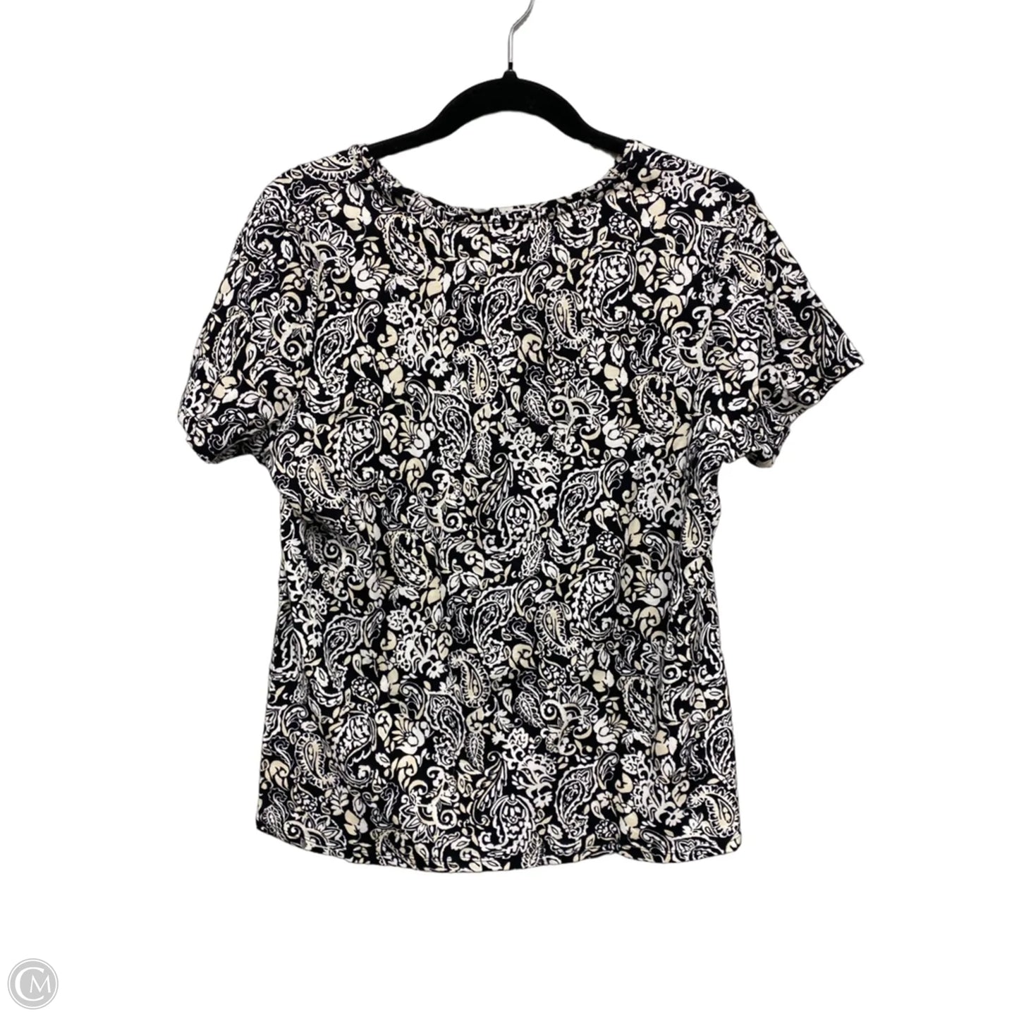 Top Short Sleeve By Croft And Barrow In Black & Cream, Size: L
