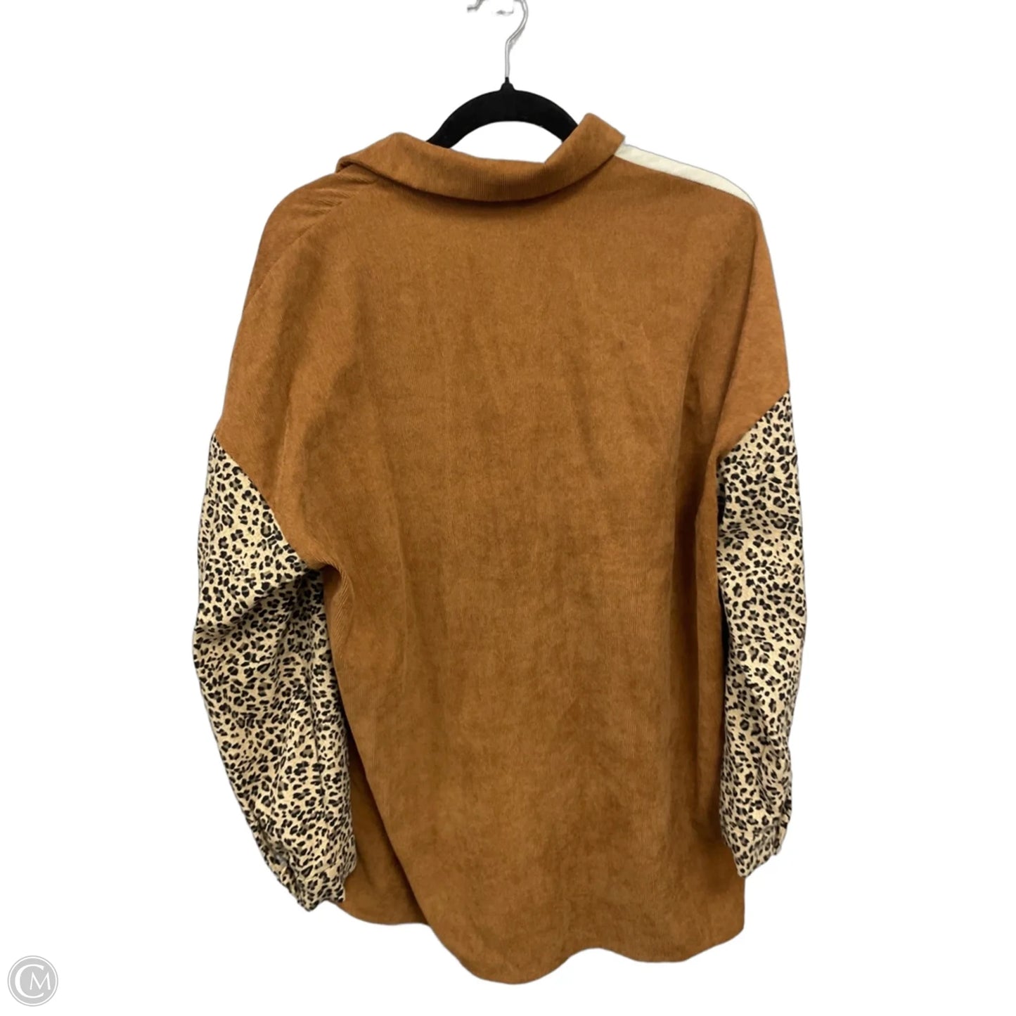 Top Long Sleeve By Shein In Brown & Cream, Size: M