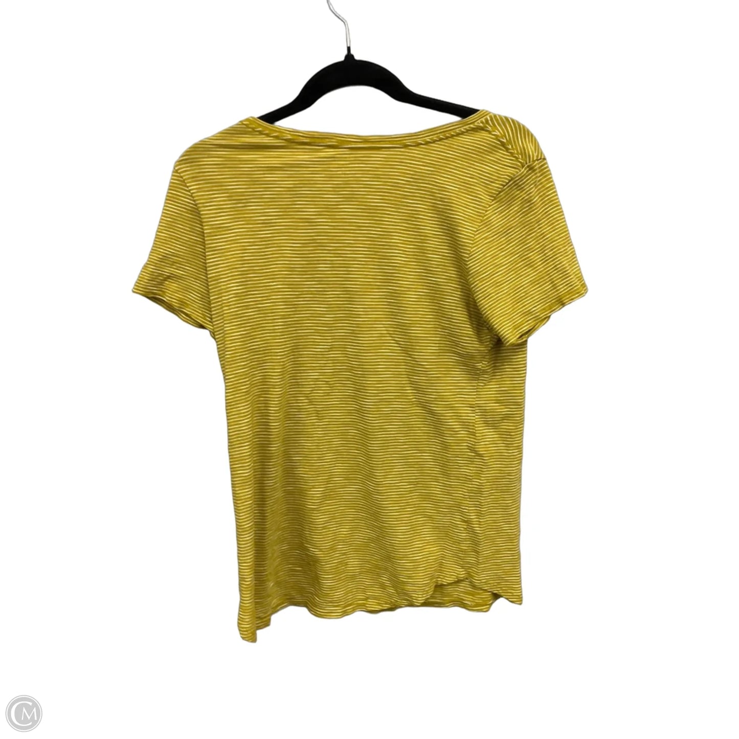 Top Short Sleeve Basic By Old Navy In White & Yellow, Size: M