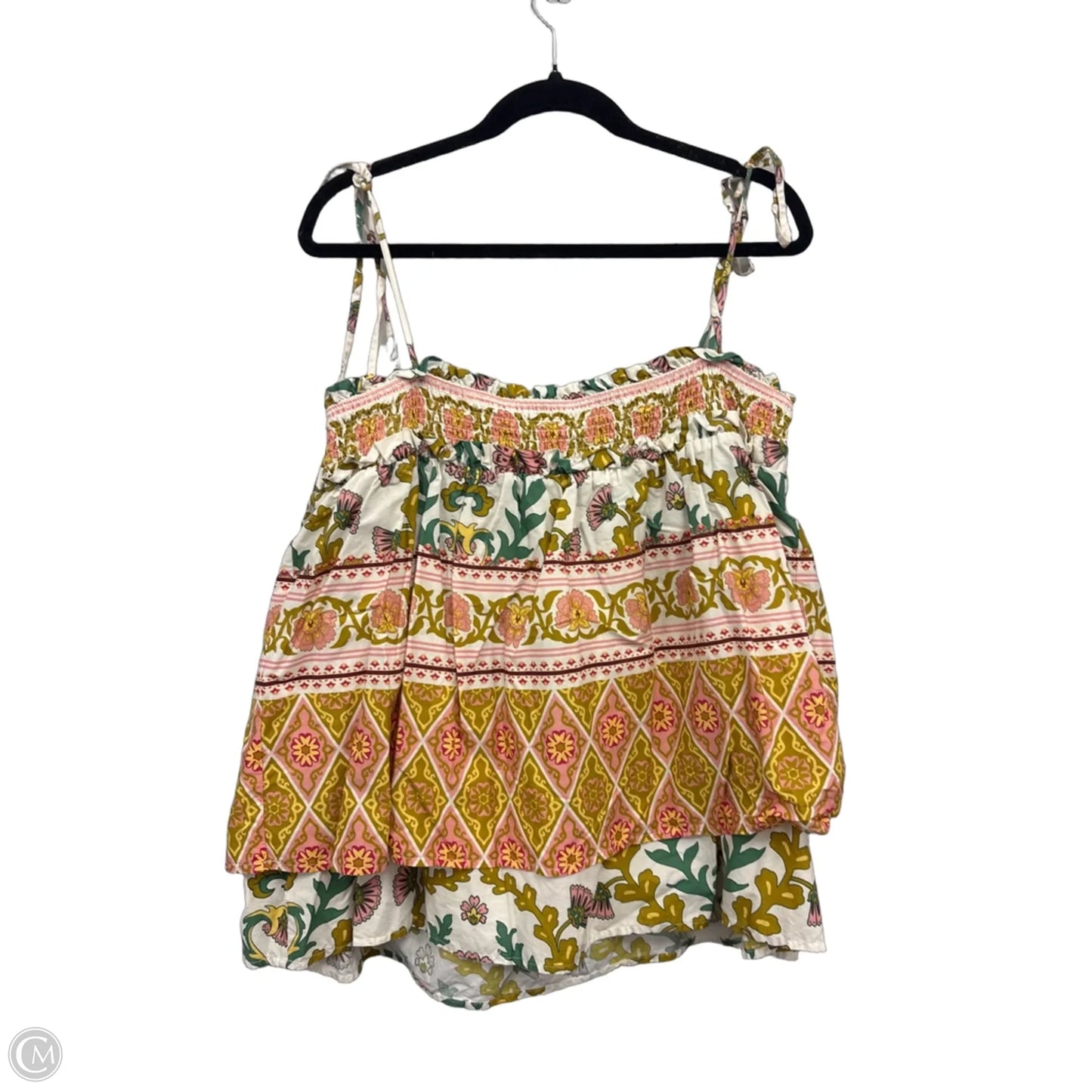 Top Sleeveless By Cmb In Cream & Pink, Size: Xl
