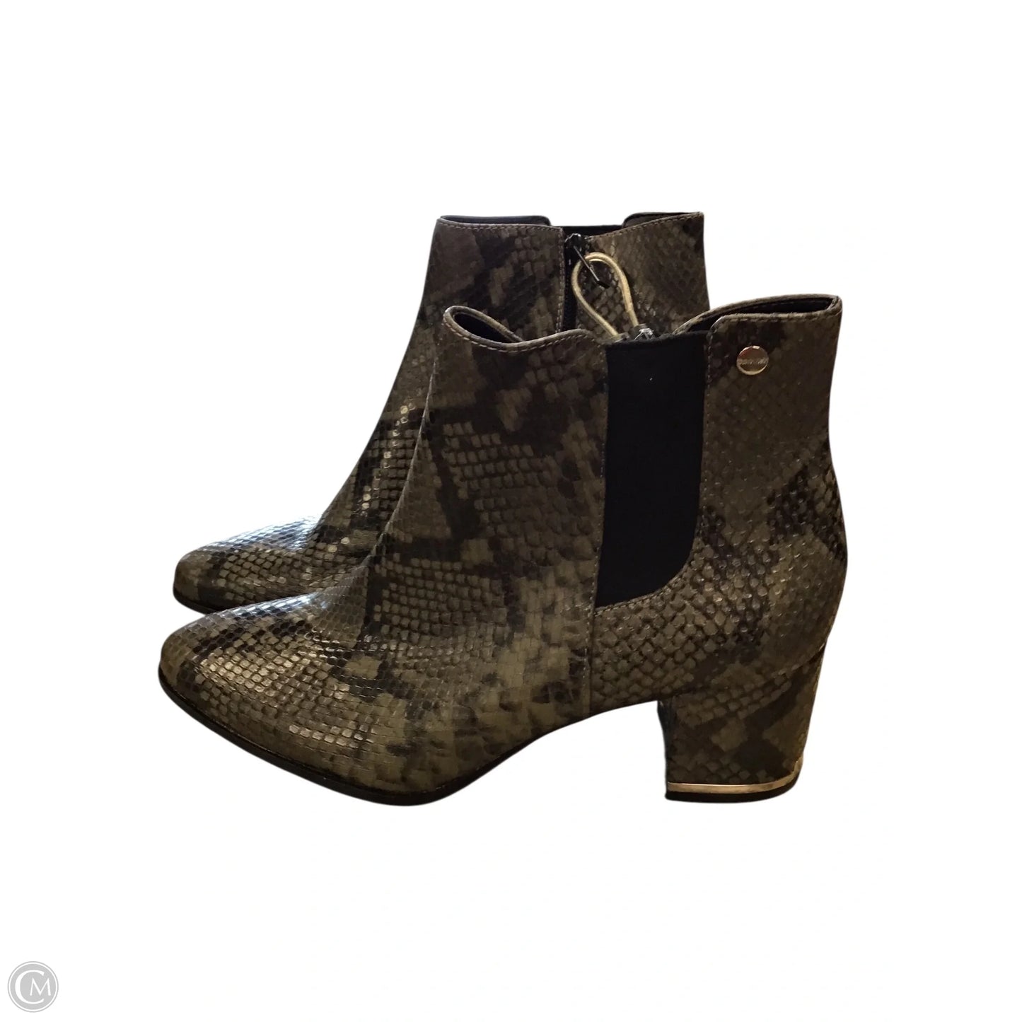 Boots Ankle Flats By Calvin Klein In Snakeskin Print, Size: 7.5