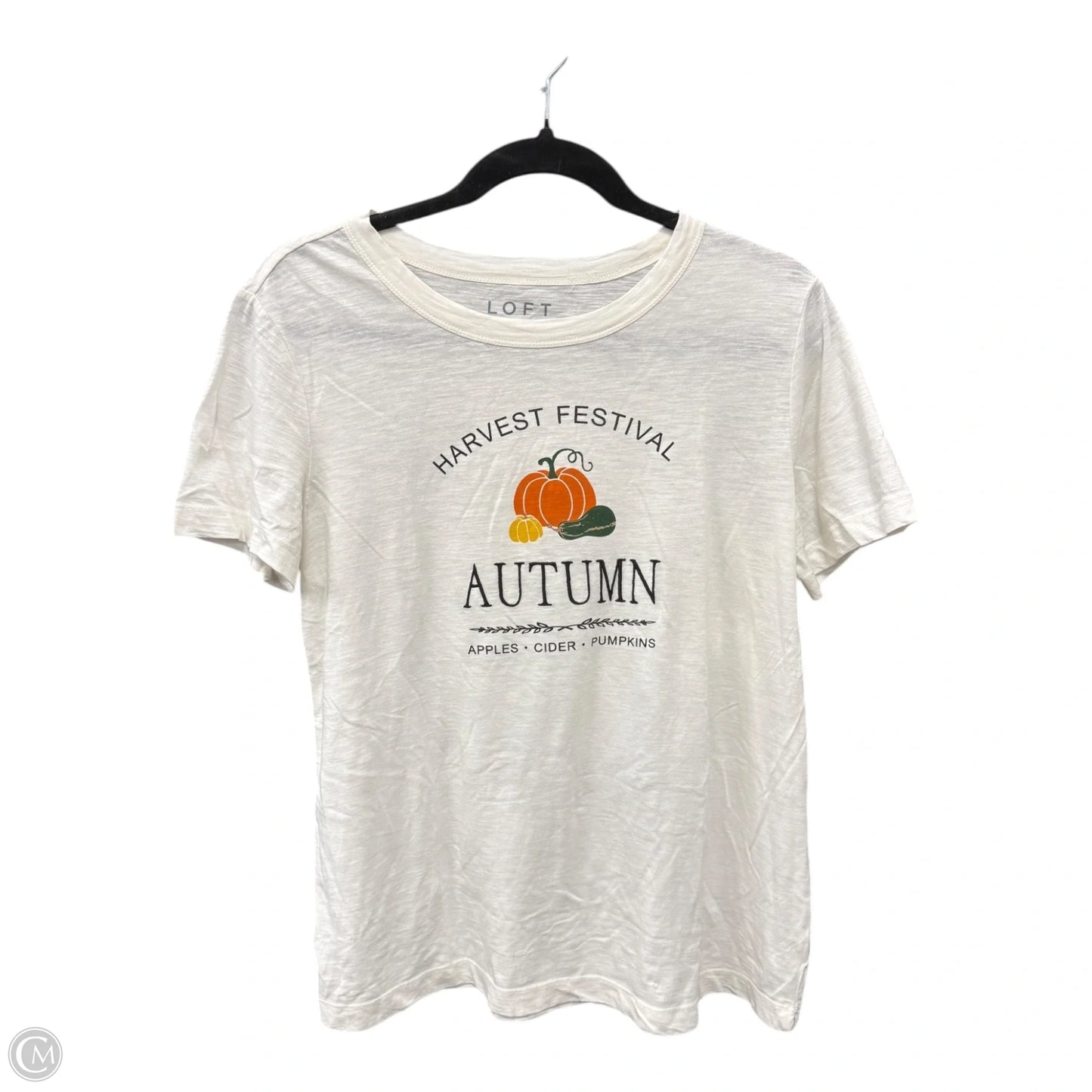 Top Short Sleeve Basic By Loft In Cream, Size: M