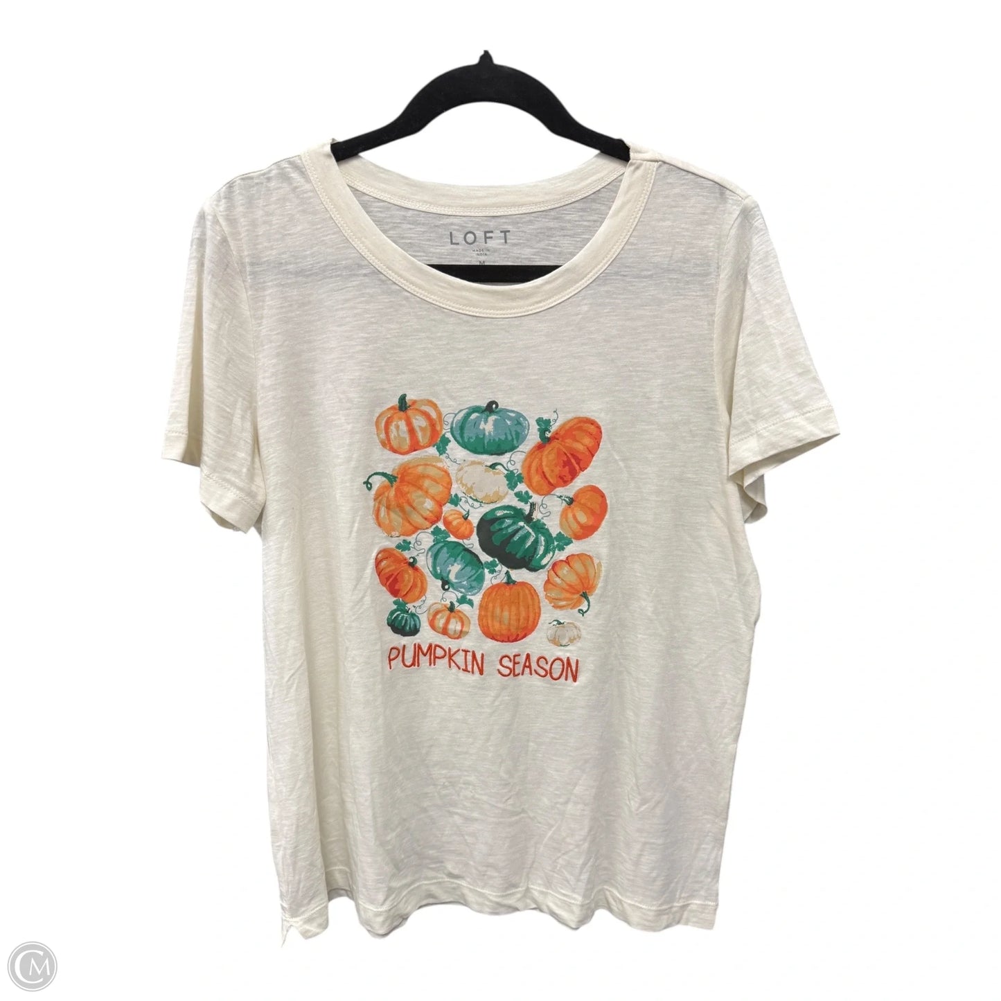 Top Short Sleeve Basic By Loft In Cream, Size: M