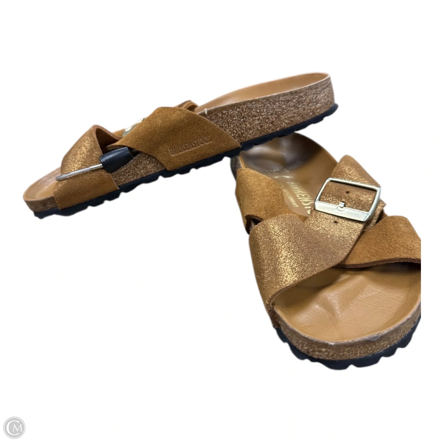 Sandals Flats By Birkenstock In Gold, Size: 6.5