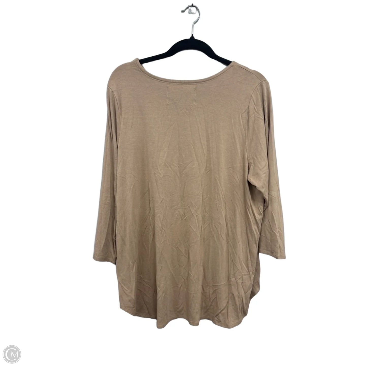 Top 3/4 Sleeve By Cupio In Tan, Size: 1x