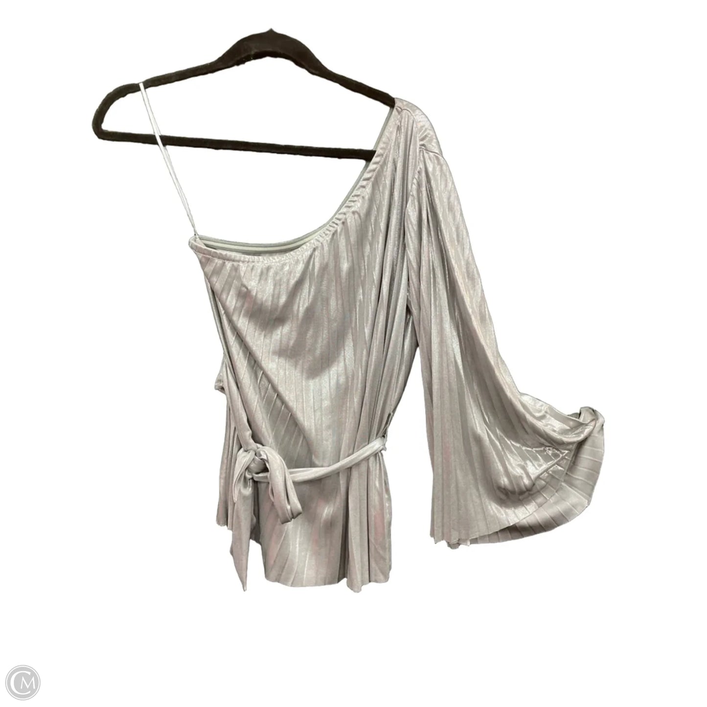 Top Long Sleeve Designer By Halston In Silver, Size: 6