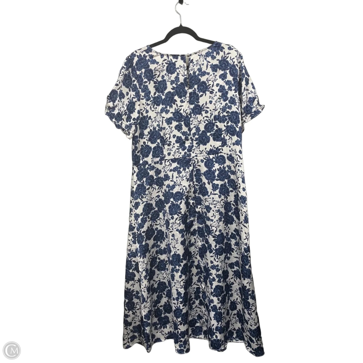 Dress Casual Midi By Talbots In Blue & White, Size: 18