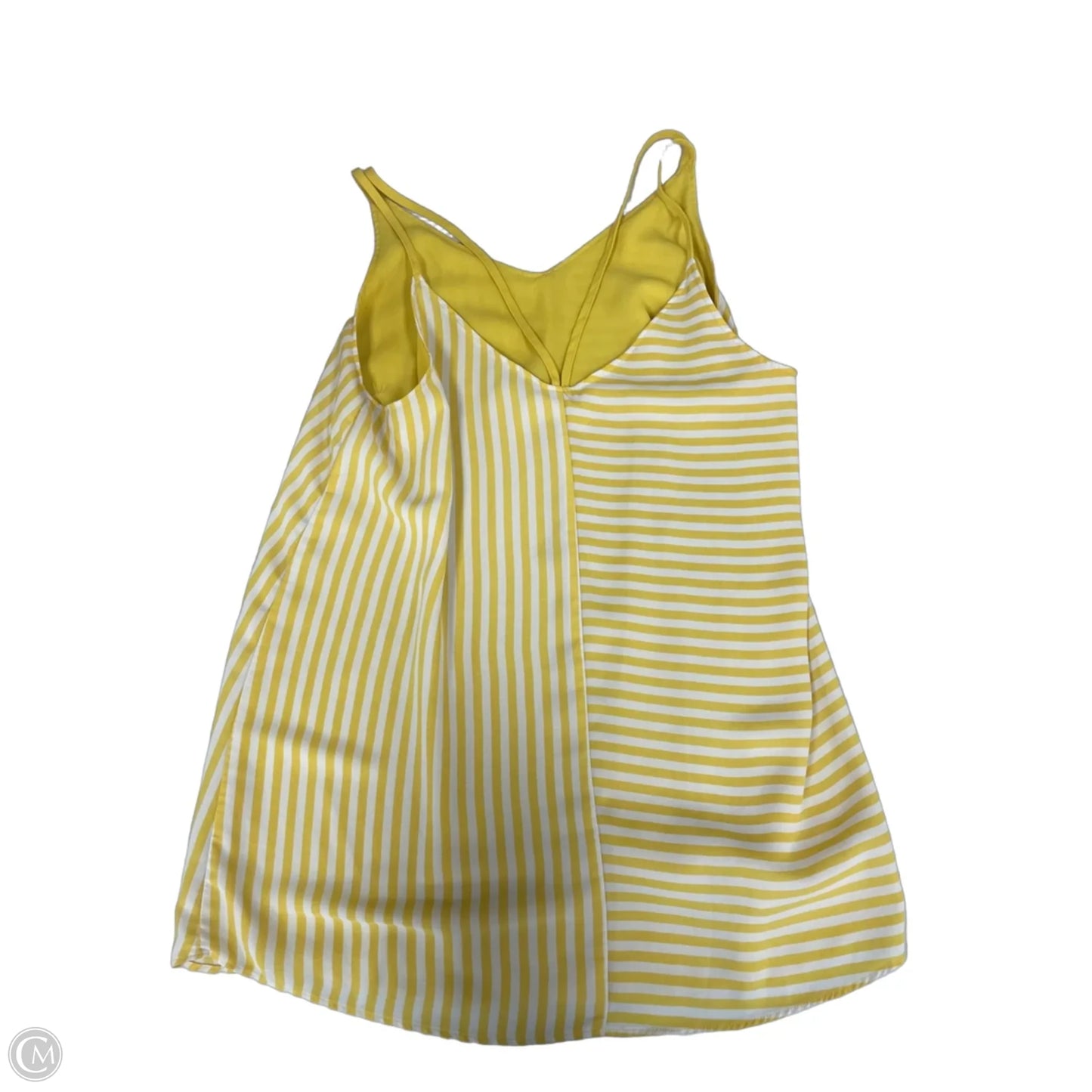 Top Sleeveless By Cato In White & Yellow, Size: M
