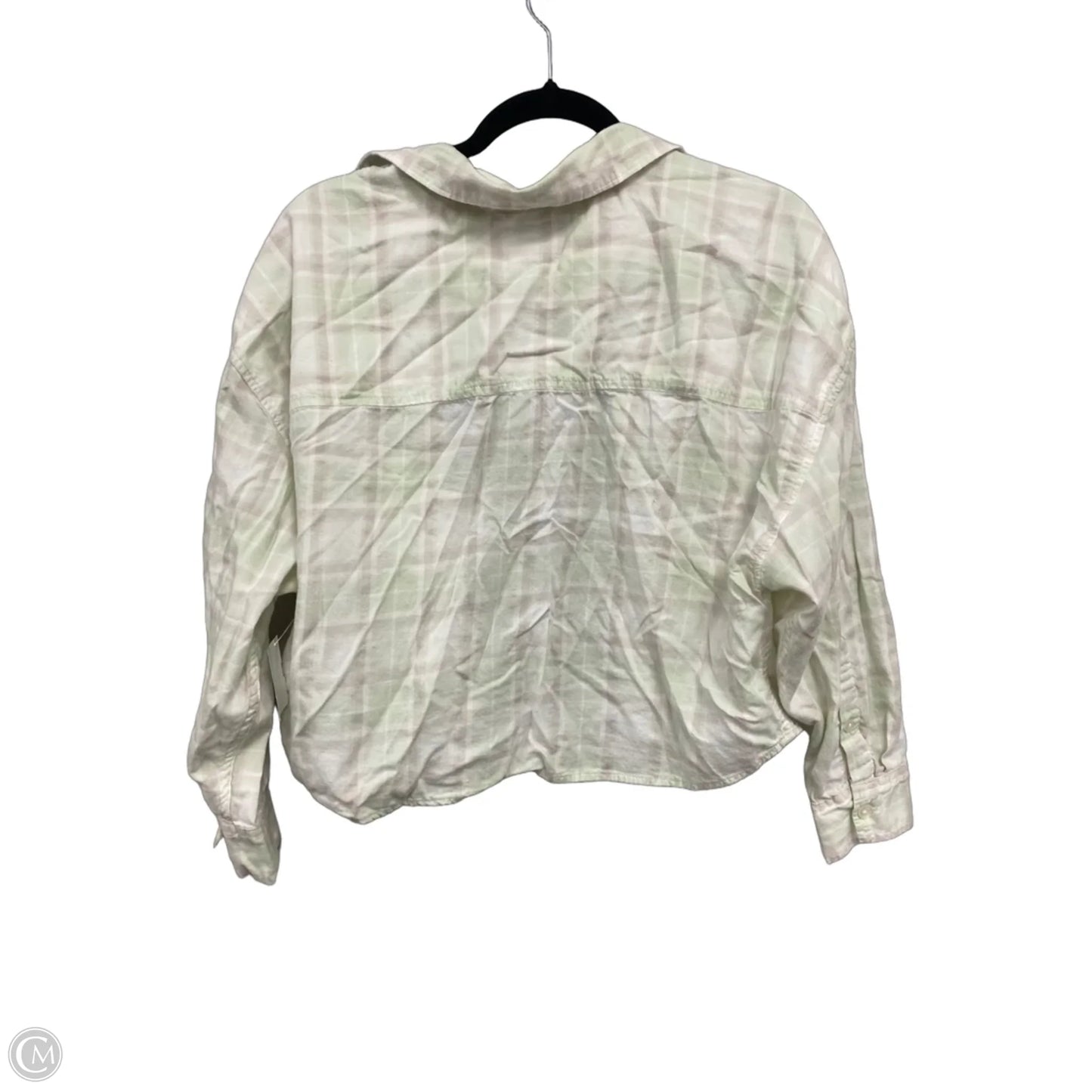 Top Long Sleeve By Abercrombie And Fitch In Green & White, Size: S