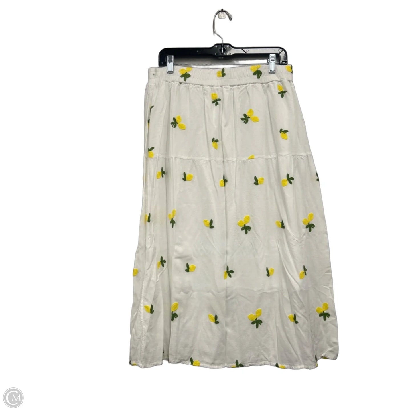 Skirt Midi By Clothes Mentor In White & Yellow, Size: L