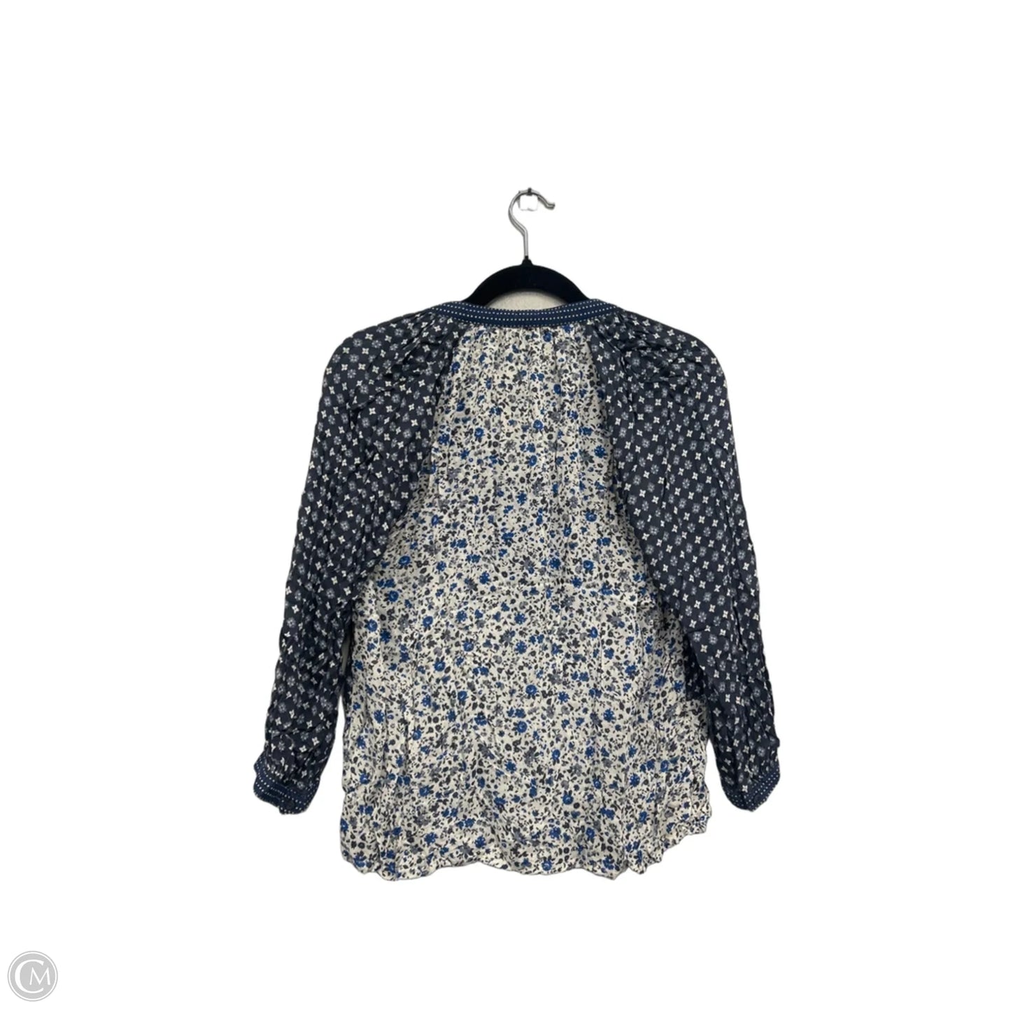Top Long Sleeve By Lucky Brand In Blue & Cream, Size: S