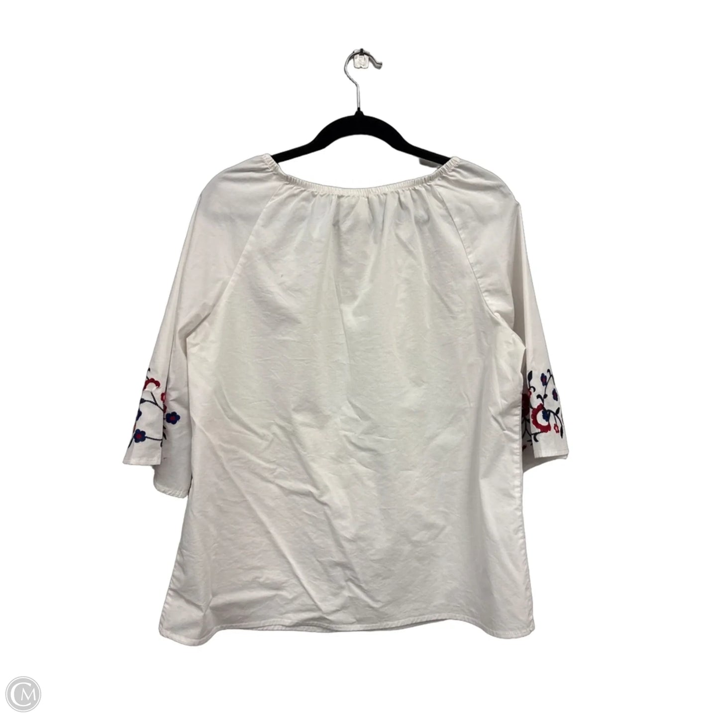 Blouse 3/4 Sleeve By Como Blu In White, Size: Xl