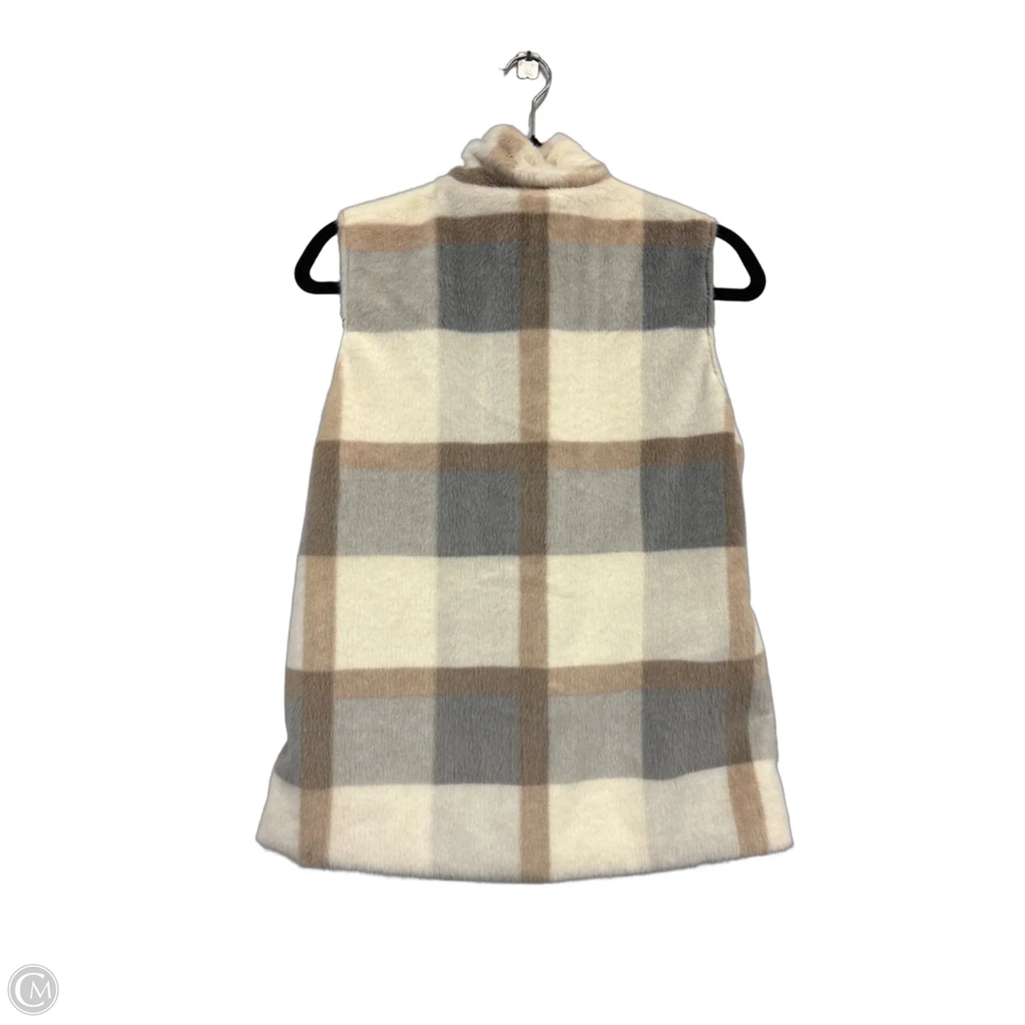 Vest Faux Fur & Sherpa By Clothes Mentor In Cream & Grey, Size: M