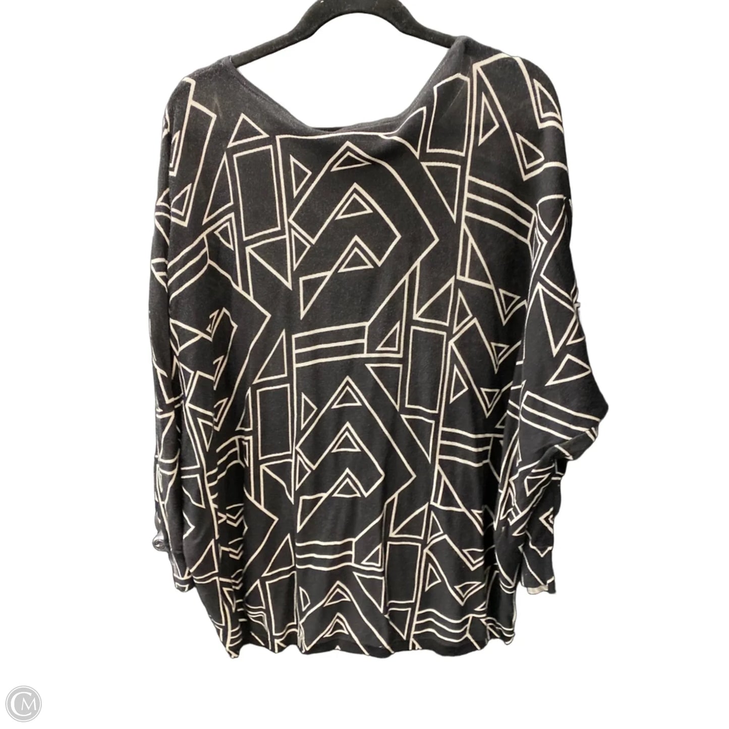 Top Long Sleeve By Lauren By Ralph Lauren In Black & White, Size: 2x